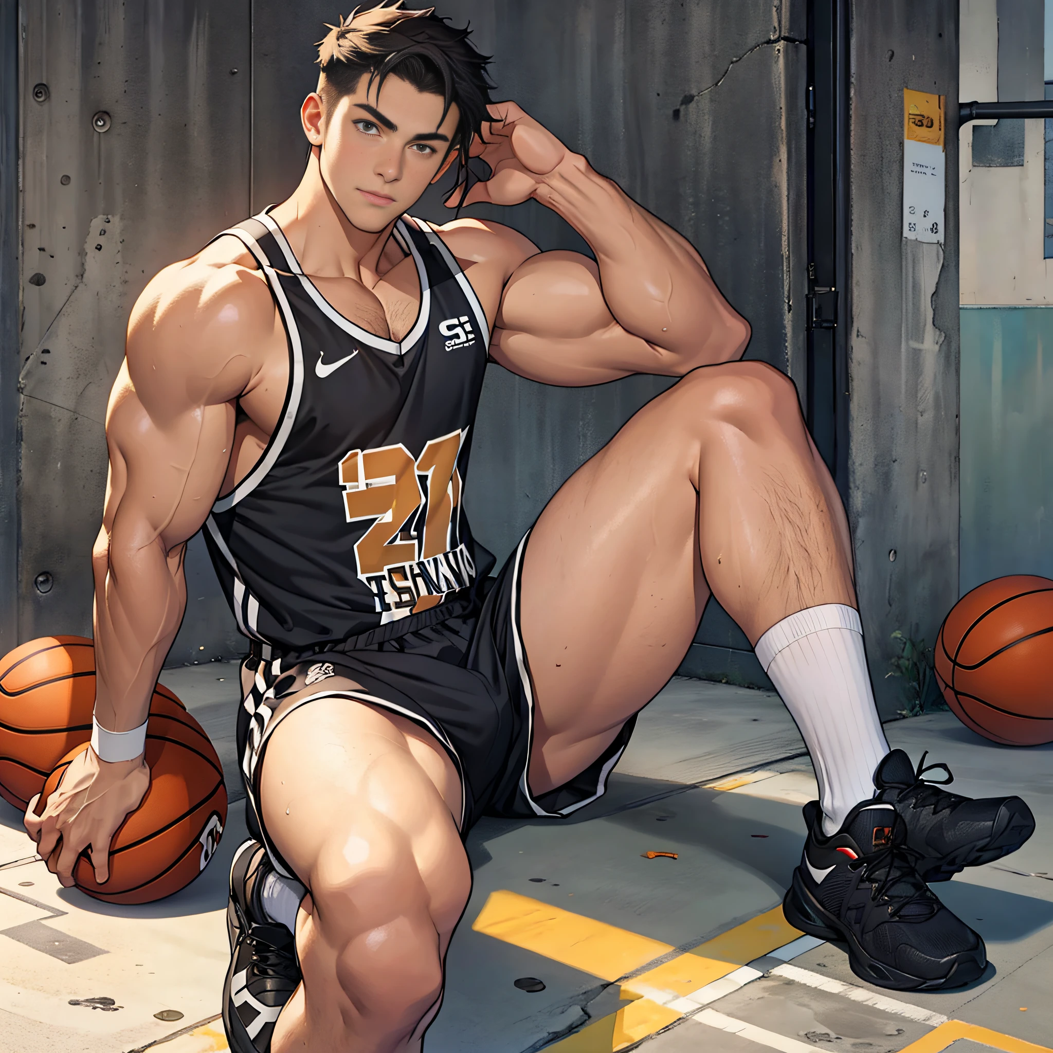 Libido boy,CG sense,Big bag,Wearing white basketball socks,Half recumbent