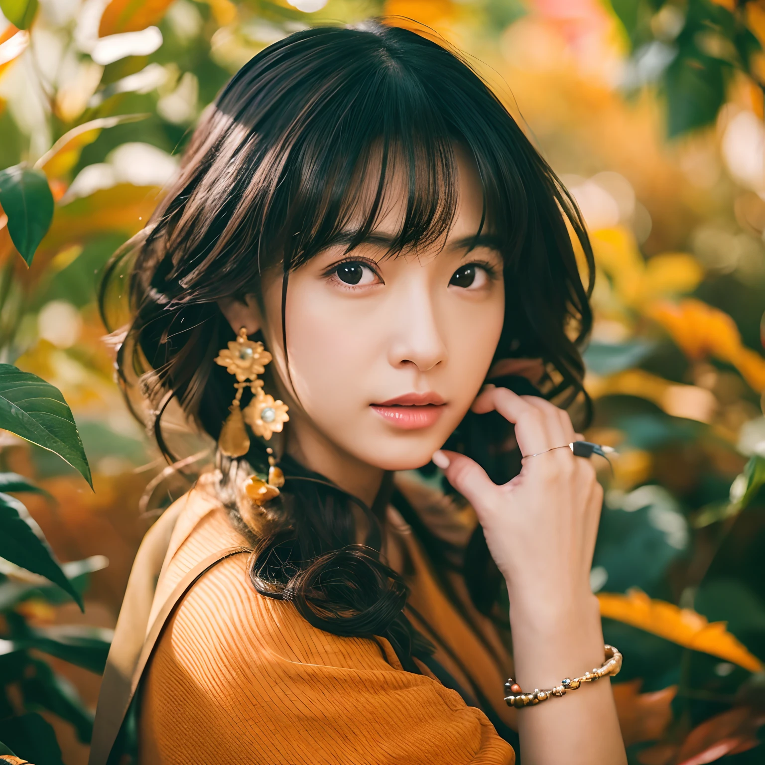 photo realistic woman、Her hair is bobbed below her chin