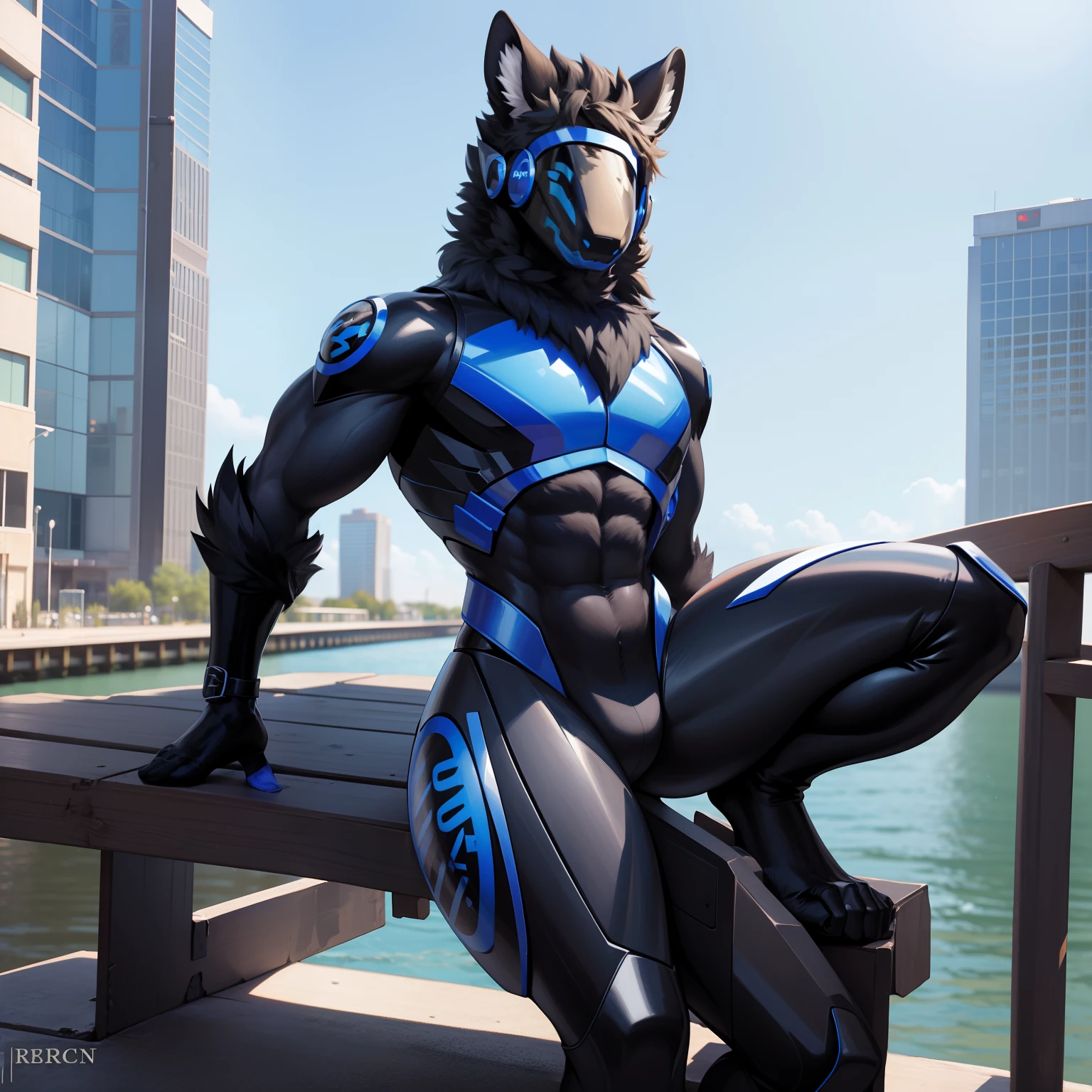 Male male protogen ,Sexy muscles, Nominal muscles, sexy pose (An attractive sexy smile) Pose sexy, show off your muscles, sit on a park bench, perfect anatomical whole body, huge protogen 1,High Quality 88m 4K DH