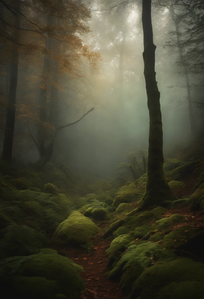 un monstre fictif qui a une apparance mystérieuse et qui a de supers pouvoirs avec un champs de puissance autour de lui dans une foret sombre