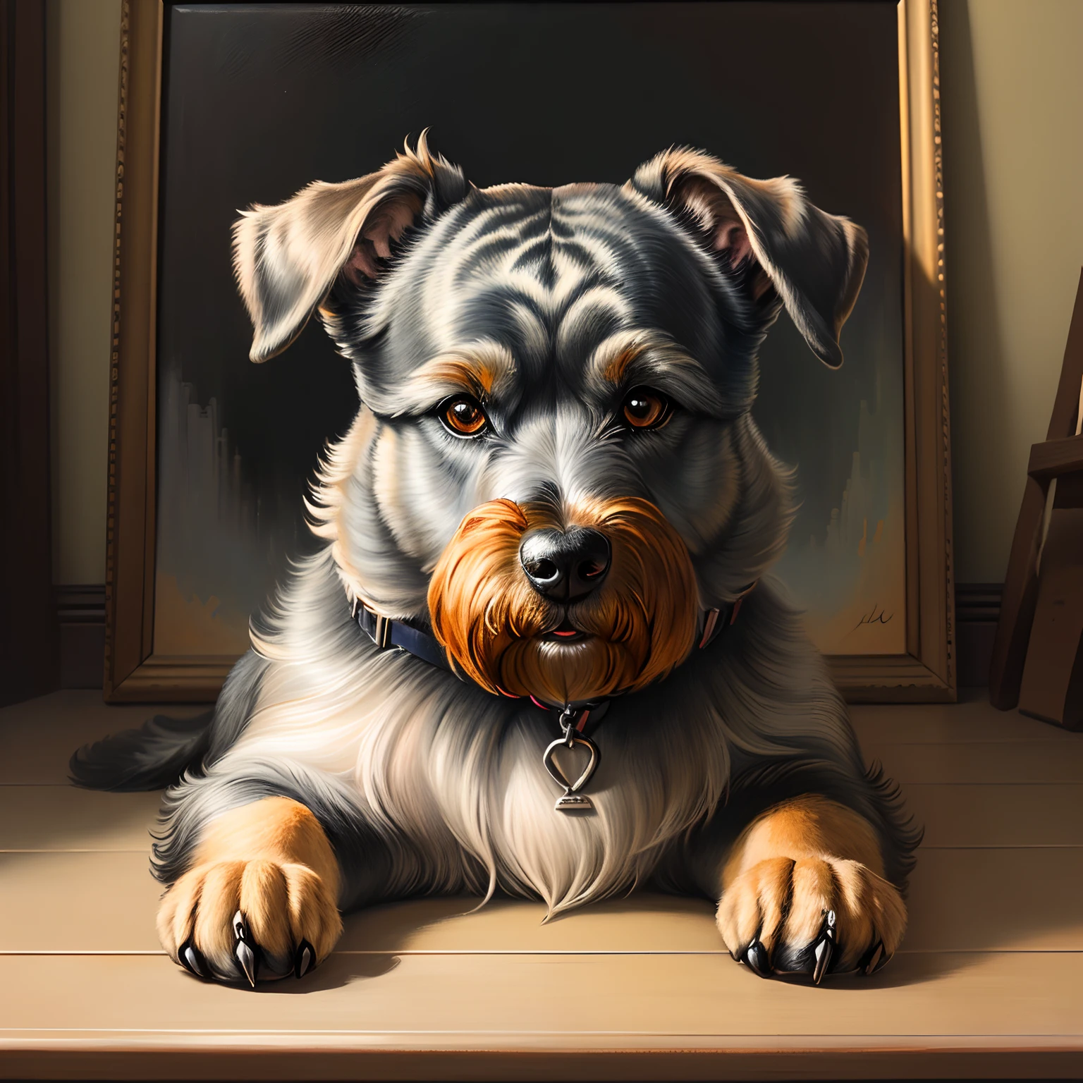 schnauzer an oil painting