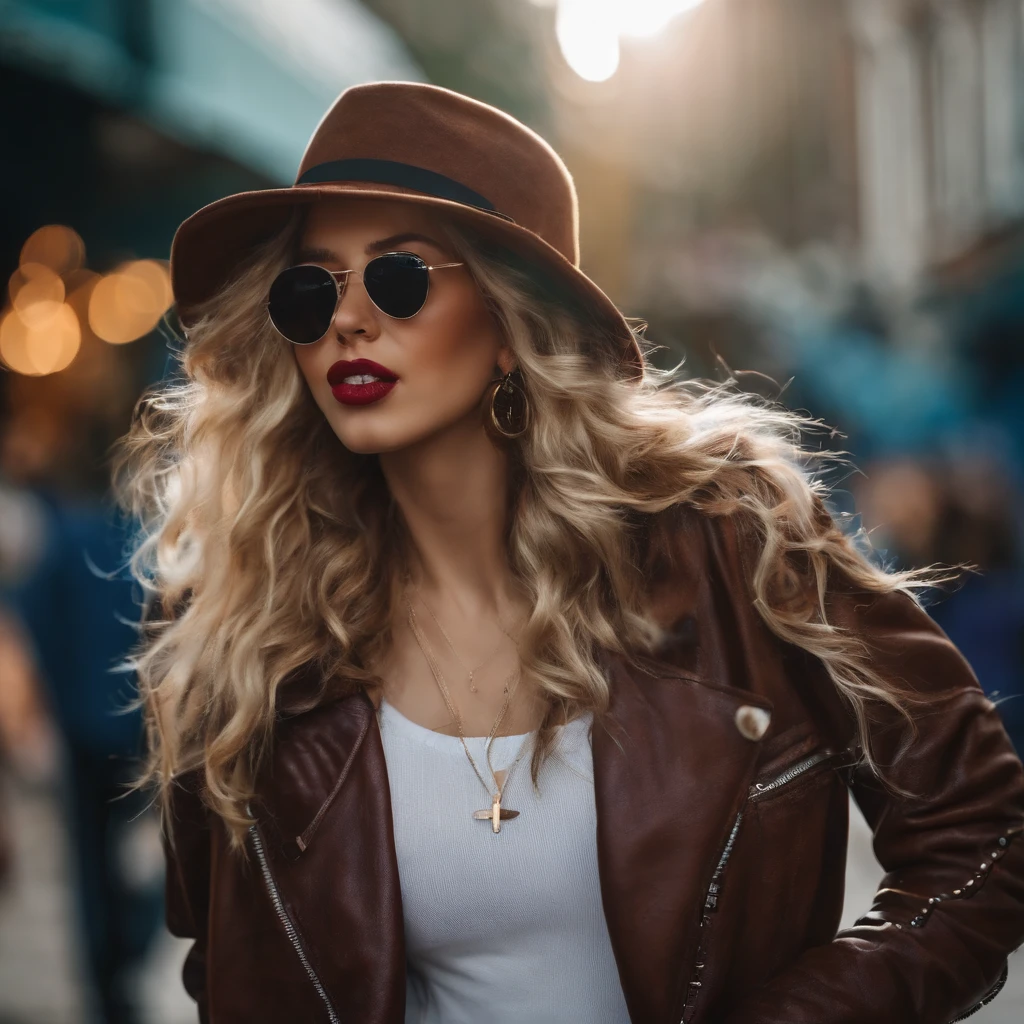 nakeness.with her mouth open.girl.whaite hair.street.Stick out your tongue, ahe