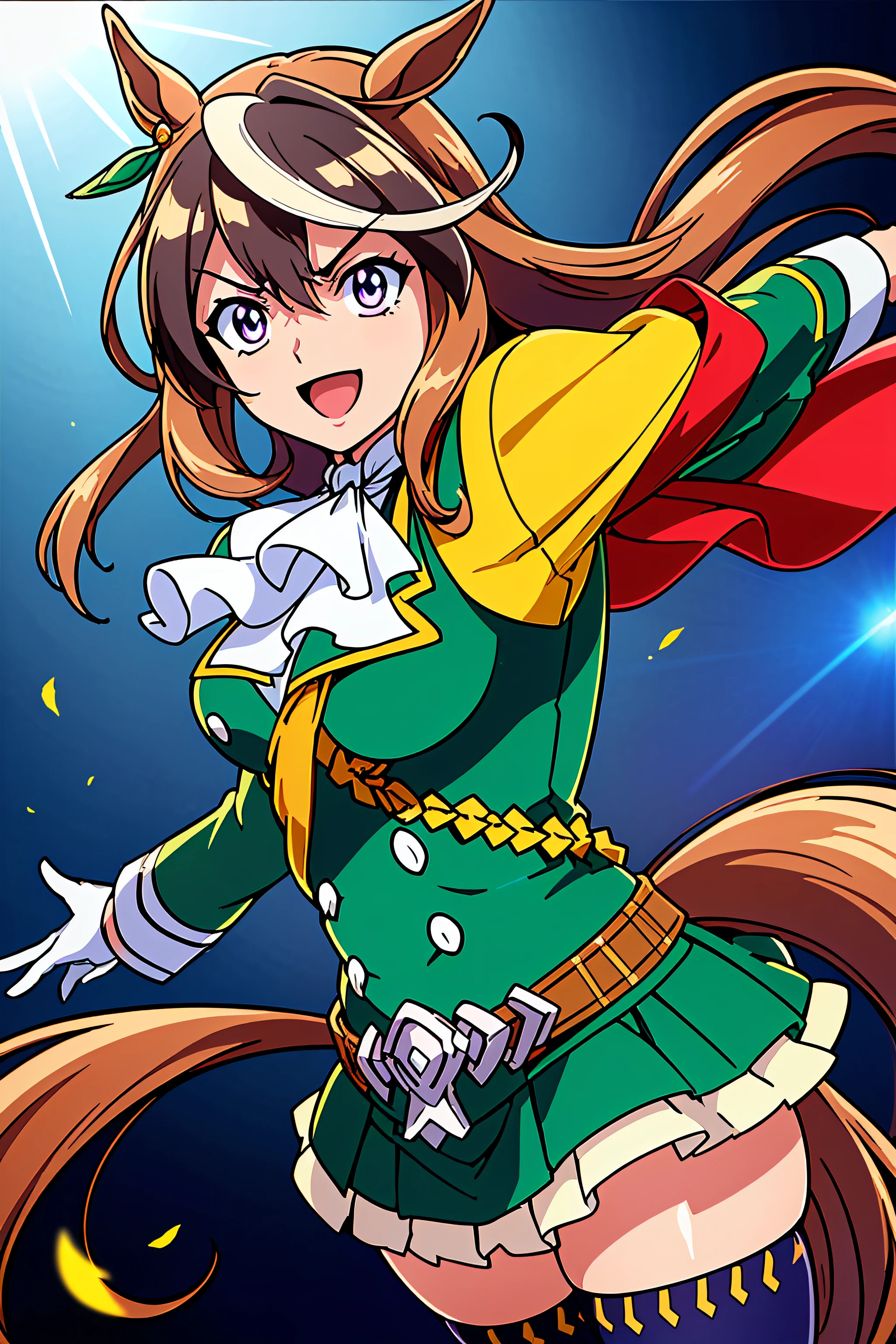 (top-quality:1.3), (masterpiece:1.4),(Anatomically correct), (Full limbs),(complete fingers),(Precise fingertips), (Fine details),(8K),Photorealista,(Super Detail),(90s Anime,9 0 s anime,9 0 s anime style,anime cels,cel shaded anime),(Symbolic Rudolph (Umamusume):1.52), horse ear, animal ear, 独奏, Horse Girl, tailed, Horse's tail, thighs thighs thighs thighs, brown haired, gloves, length hair, O cabelo multicolorido, black thighhighs, white glove, epaulette, Single epaulette, striated hair, Cape, a purple eye, red cape, jewely, ascot, long-sleeve, white hair, Black footwear, 耳Nipple Ring, White Ascot, Single earring, skirt by the, Ezirre, (Green jacket:1.5), frilld, jaket, hair between eye, (Green skirt:1.5), Ruffled skirt, a closed mouth, bangss, buttoning, gold trim, a belt, Green dress, doress, medal, (1人の女性:1.5),
Evil smile, (Short stature:1.2), Killer Eye, Psychotic eye,(Oil Painting,Hyper-realistic), (Detailed muscles and hair), (intensegaze),(dark backgrounds, contrasted colors), (Soft lighting in gold tones),((rage)), Color Theme Red, Dramatic light, Violence Everywhere, Bloody destruction of corpses in the background, Dark and blurry background, (joyous expression:1.52), (Raging Eyes:1.24), (Blue glowing eyes:1.17), Mental breakdown, intimidation, Ways to harm, (irate:1.8), revenge, rage, destruction, murder, Maniacal,
eyes focus,(Masterfully crafted Glow,Sky Blue Lens Flare:1.7), (Cinematic background), Hyper-detailing, (delicate detail), (intricate detailes), octane renderings, nffsw, (Hyper-detailing:1.15), (softlight:1.2), 1girl in, beautiful a girl, ultradetailed eyes, Mature, Plump, A thick, Rainbow Paint Drop,(super model:1.3), Paint Teardrop, Woman made up of paint, entirely paint, Splat, Splash, Indoors、(Bioluminescent hair:1.1)、(radiant eyes)、((make - up))、(Cinematic Masterpiece)、intensely、Powerful、splashes of colour absolutely eye-catching、(Cinematic headlight)、((coustics))、dynamic ungle、beautiful detailed brilliance、Ambient Occlusion、ambient lights、ray trace reflection、(The best lighting、extremely delicate and beautiful)、((ciinematic light))、
floating in sky,a closeup,with light glowing,Happiness,Warm and soft lighting,the setting sun,