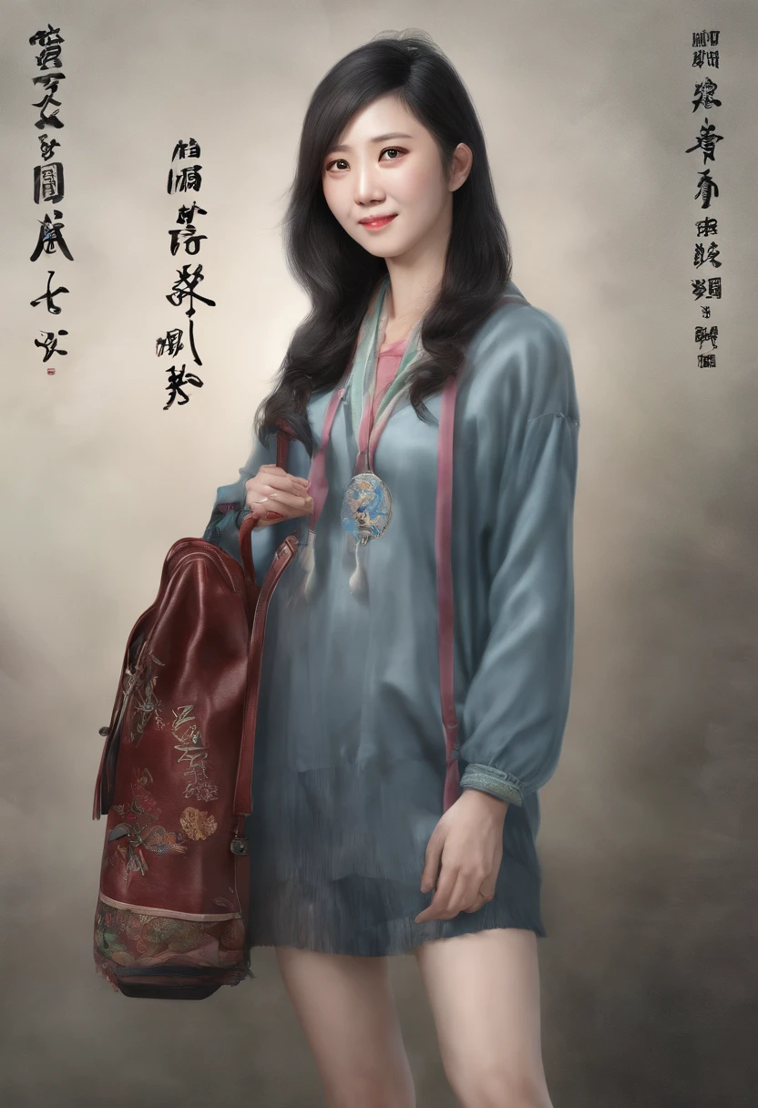 wears glasses、Shawl、Middle-aged doctor carrying a school bag、Black hair,Sweaters,chineseidol、designer