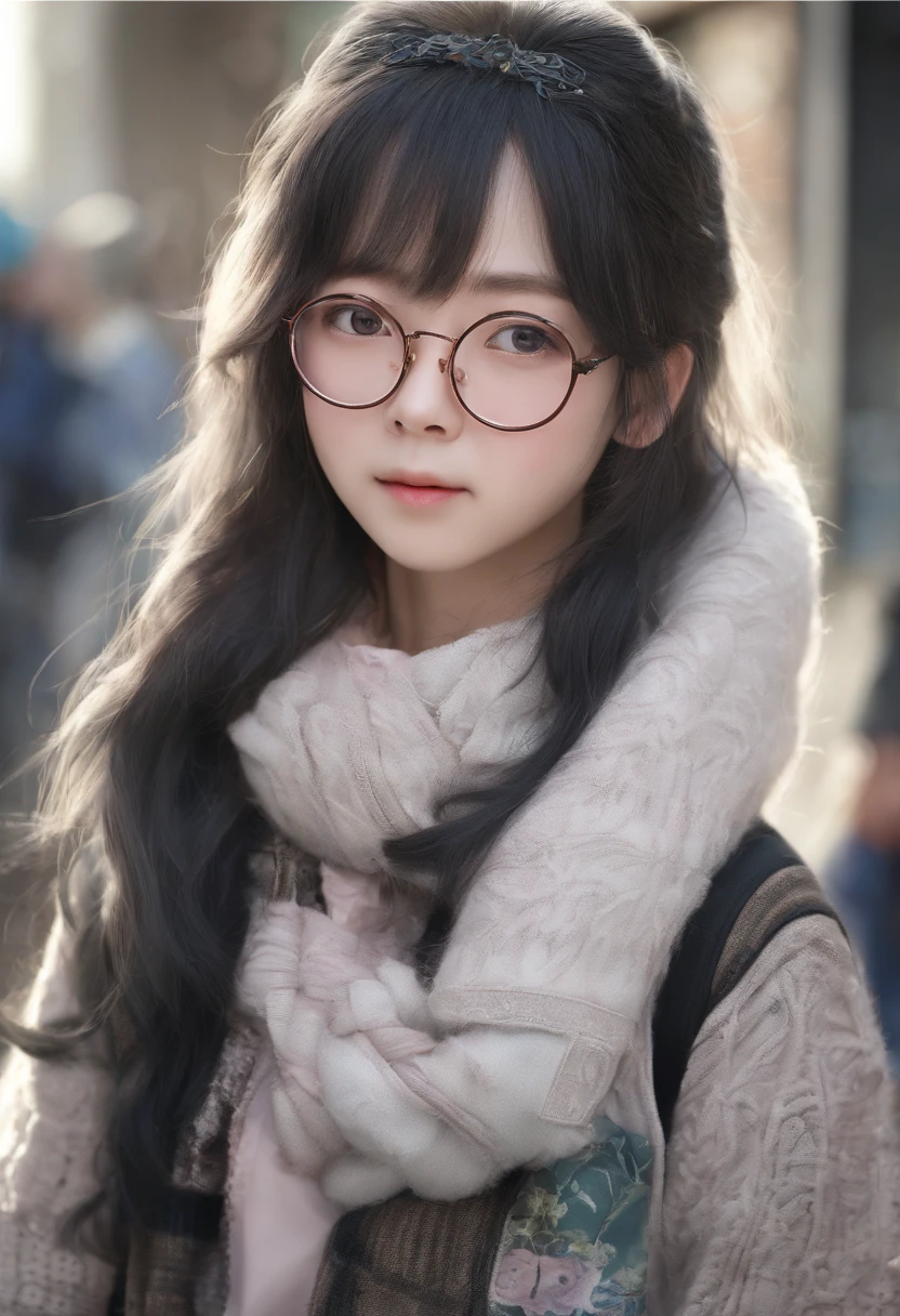 wears glasses、Shawl、Middle-aged doctor carrying a school bag、Black hair,Sweaters,chineseidol、designer