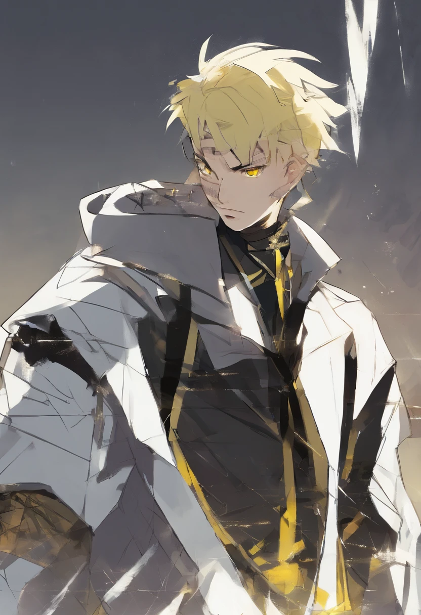 21yo,White-skinned man, Black eyes,Yellow pupil, 1,68 High, with short black hair,Yellow hair ends, The scar under the nose is minimal, Your clothes are the clothes of a poor peasant, As if he were a thief,Has a traumatic but persistent expression