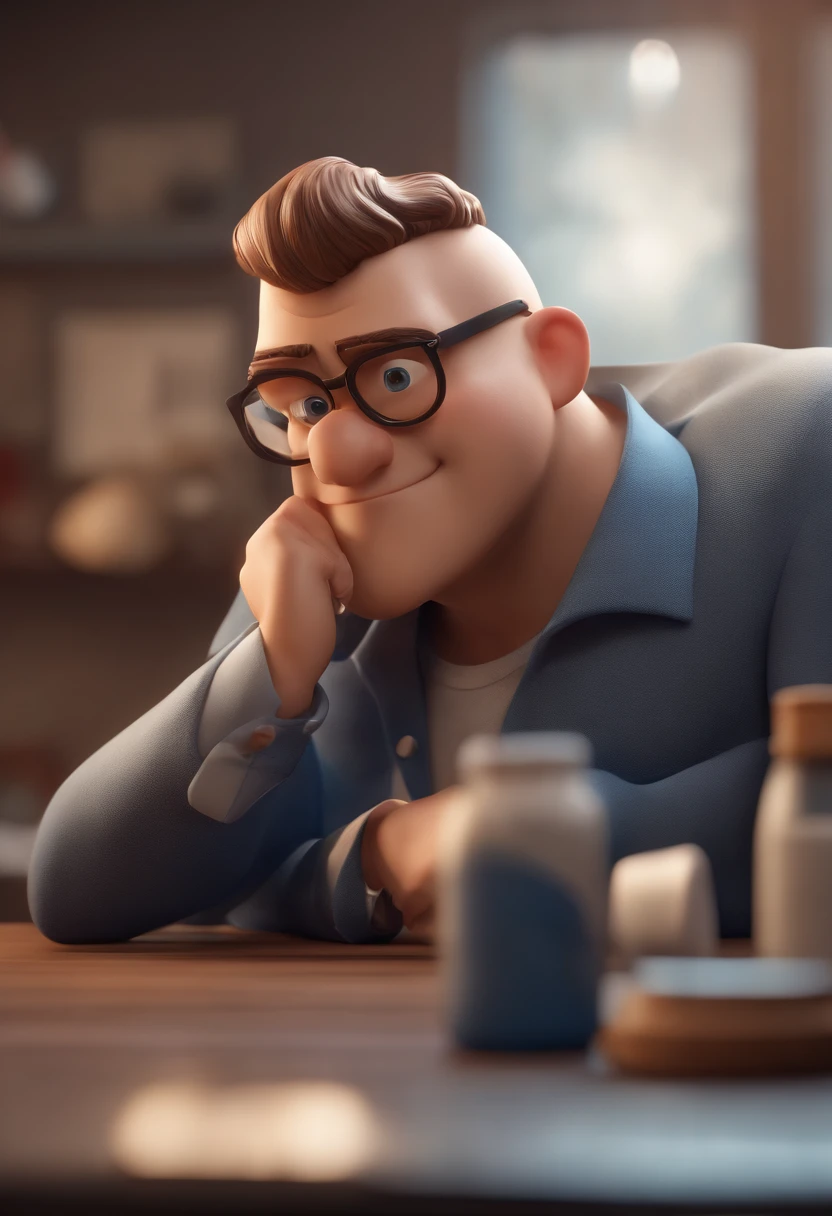 personagem dos desenhos animados de um homem com uma camisa azul, animation character, Caractere estilizado, animation style rendering, 3D estilizado, Arnold Maya render, 3 d render stylized, toon render keyshot, Personagem 3D, Personagem 3D, 3d rendering stylized, 3 d character render, personagem de desenho animado, Personagem de close up, Pose de personagem,  (Estilo Pixar) (master part:1.2) (Bokeh) (best quality) (pele detalhada) (textura detalhada) (8k) (argila) (Cinematic lighting) (foco nítido