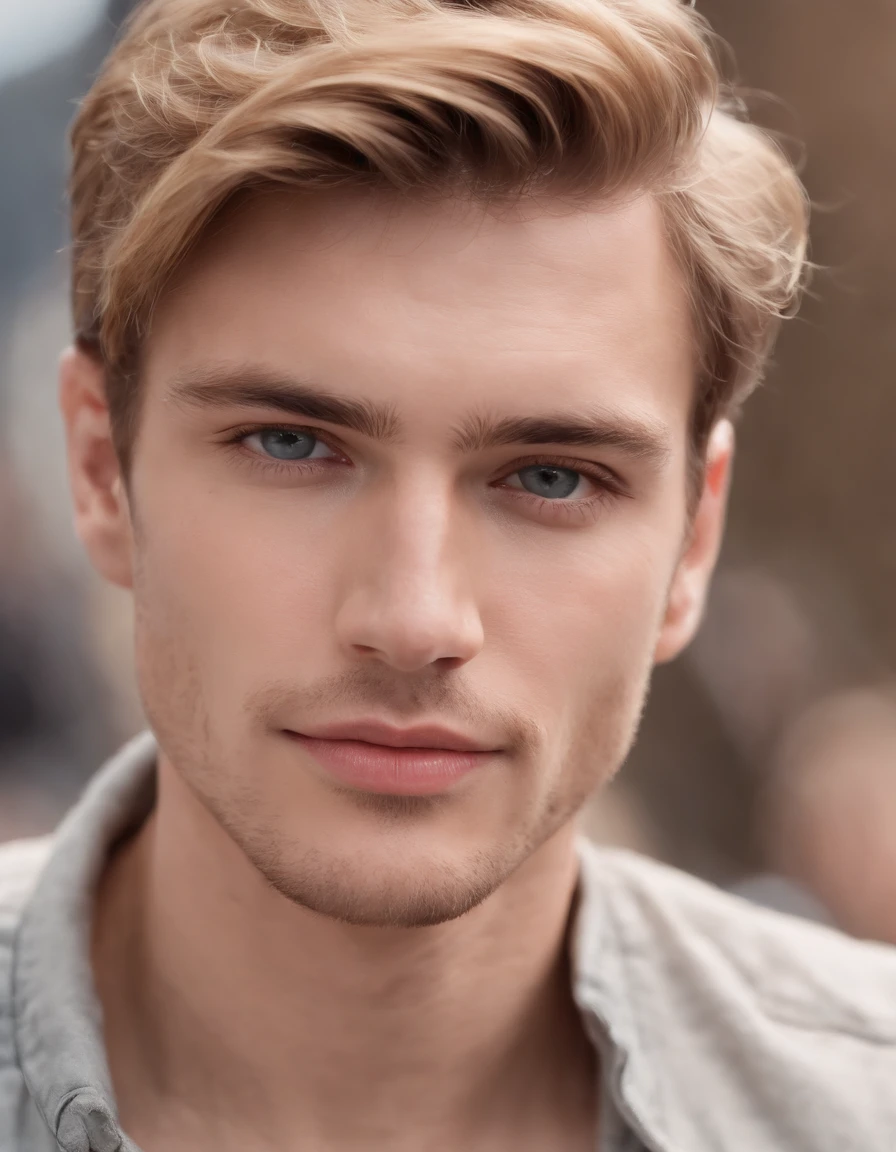 Photo of a gorgeous handsome Australian male, yeux bleus, boucle d'oreille, Light beard,Short messy hair windy light blonde, retourner les cheveux, zoomed in close-up in a tightly cropped portrait, Descendre un (Fashion Show at a Fashion Show Model Scene People:1.2) porter un (Casual Designer Wear:1.3) (Expensive mobile phone on his hand:1.3) (Gold Lighting:1.2) Background details of foreground objects (Masterpiece:1.2) (photoreallistic:1.2) (Bokeh:1.2) (Best quality) (Color Grading) (detailed skin:1.3) (complexe) (8k) (Hdr) (lighting cinematic:1.3) (mise au point nette), messy windy hair