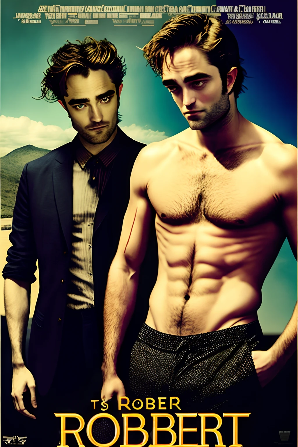 Poster de Robert Pattinson et Thomas Pesquet torse nu