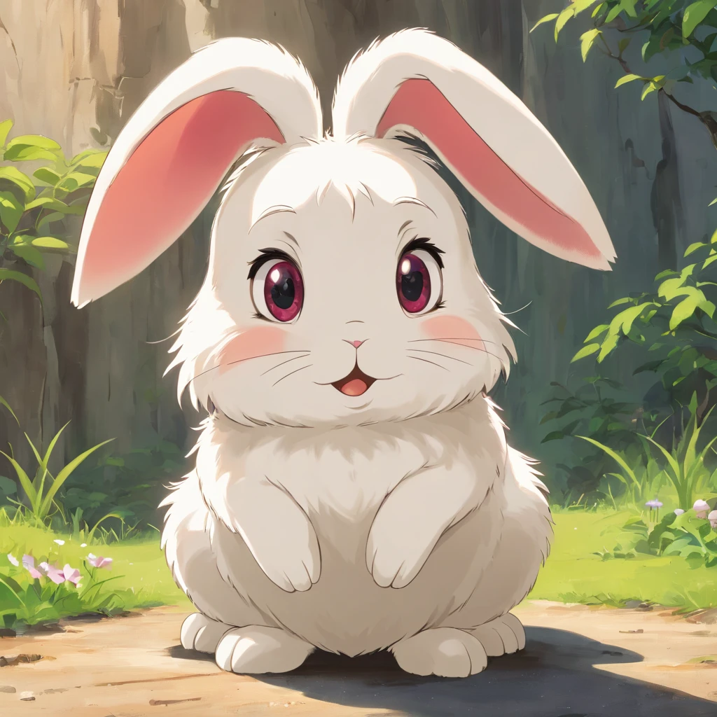 (((Cartoon Character 1.3))), (((Super Cute Bunny))), Standing rabbit with drooping ear, troubled expression, HD реалистичный, Black Eyes, High-resolution image, medium plan, Stamped image in a frame