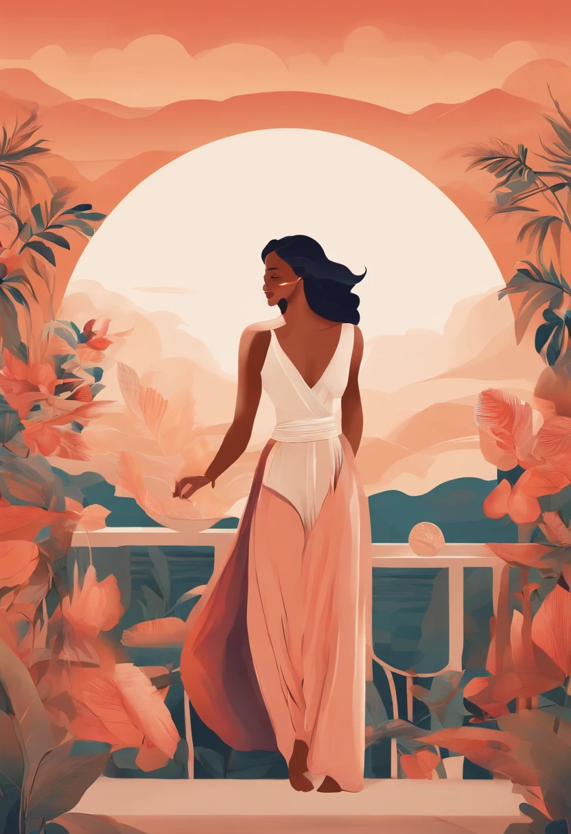 Créez une illustration moderne et élégante représentant une femme confiante et libre, portant des culottes menstruelles. Utilisez des couleurs douces et des courbes fluides pour transmettre le confort et la liberté de mouvement que procurent ces sous-vêtements révolutionnaires. Inspirez-vous de l'inattendu et donnez vie à une vision artistique unique!