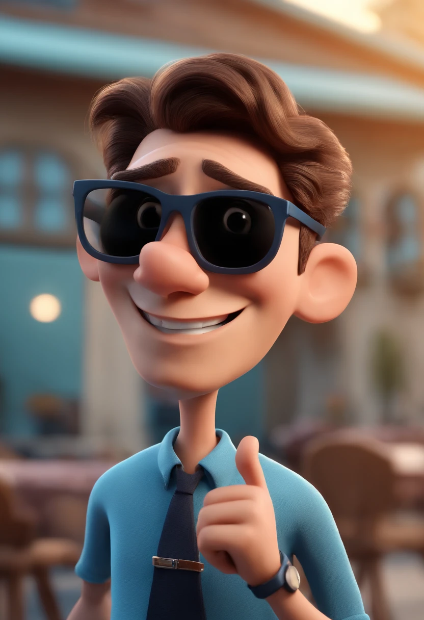 Cartoon character of a man with black glasses and a blue shirt, animation character, Caractere estilizado, animation style rendering, 3D estilizado, Arnold Maya render, 3 d render stylized, toon render keyshot, Personagem 3D, Personagem 3D, 3d rendering stylized, 3 d character render, personagem de desenho animado, Personagem de close up, Pose de personagem, (Estilo Pixar) (master part:1.2) (Bokeh) (best quality) (pele detalhada) (textura detalhada) (8k) (argila) (Cinematic lighting) (foco nítido