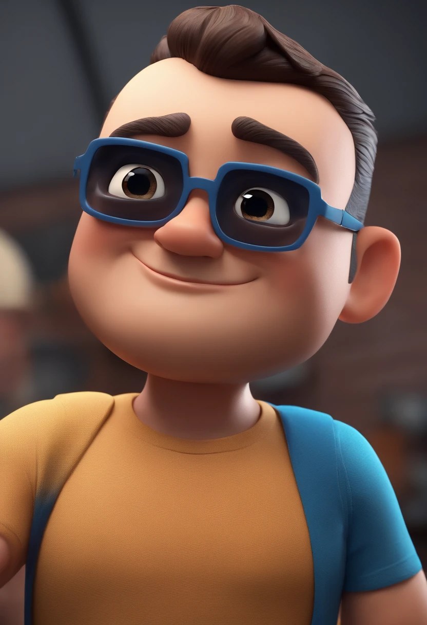 Cartoon character of a man with black glasses and a blue shirt, animation character, Caractere estilizado, animation style rendering, 3D estilizado, Arnold Maya render, 3 d render stylized, toon render keyshot, Personagem 3D, Personagem 3D, 3d rendering stylized, 3 d character render, personagem de desenho animado, Personagem de close up, Pose de personagem, (Estilo Pixar) (master part:1.2) (Bokeh) (best quality) (pele detalhada) (textura detalhada) (8k) (argila) (Cinematic lighting) (foco nítido