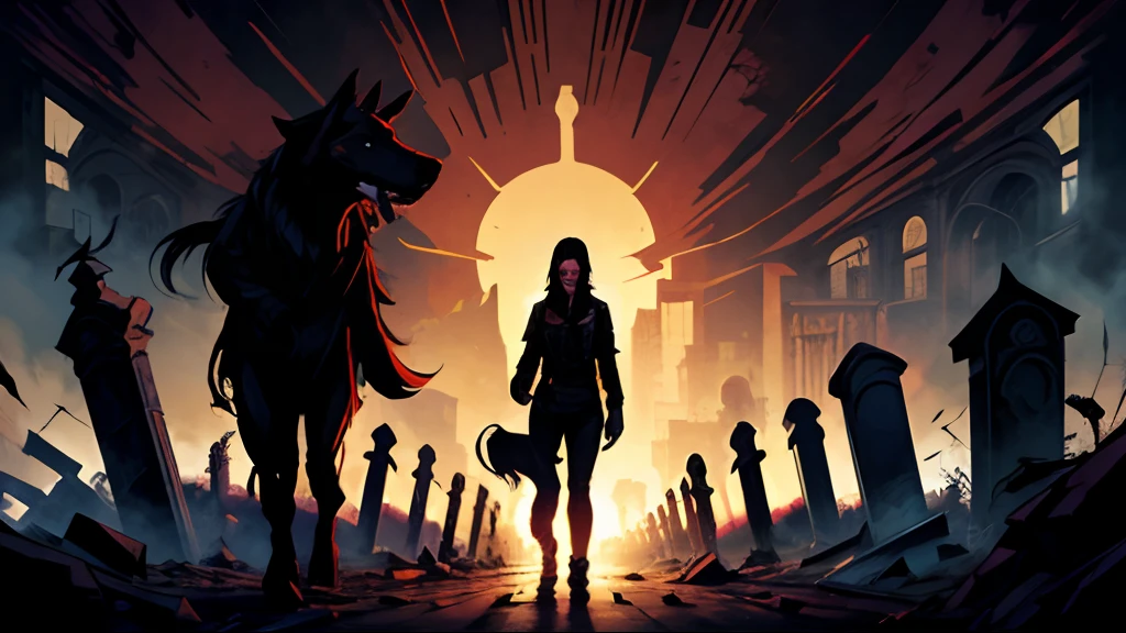Eat a zombie dog, Walking in the cemetery, cover illustration, Zombie Dog, cover art, Rock Album Cover Style, an album cover, macabre, profile picture 1024px