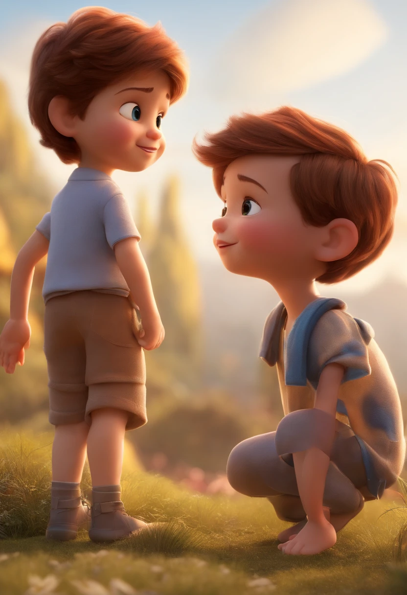 a happy cute  standing short hair, vestindo uma fantasia espacial, , fundo branco, barnet, tom, Estilo Pixar, ..3d, desenhos animados, rosto detalhado, asymmetrical 16k