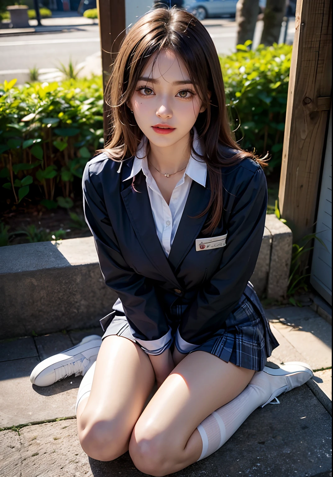 extremely detailed CG Unity 8k wallpapers、Top Quality、extremely highly detailed、masterpiece、realisitic、Photo real、very detailed cute girl、18 years-old、School girl sitting cross-legged on the floor、elaborate、Young children、Young sensuality、(High school student in Japanese school uniform)、((skirtlift))、((Lifting by yourself))、Low angle、Red blush、Reddened lips、looking looking at viewer、semi-body shot、(Large crowds)、(Crowded Shibuya)、(Japanese high school uniforms and designated shoes)、(dark blue blazer:1.2)、(plaid skirt:1.5)、(White shirt for students)、 (Long Tai:1.2)、(Light brown random hair)、(white pantie)、(Carmel Two)、(Black loafers:1.5)、(beautifull face:1.3)、(perfectly proportions:1.2)、(Long paws:1.2)、(beautiful:1.3)、((The panties can be seen under the skirt))、(textured skin)、(Japanese high school uniform soaked in rain)、((Wet hair、Wet skin))、appearance、(Wet white panties)、sexy facial expression、Dark blue cardigan、((open your legs))、flirting、Ahe face、I can see the panties、(Skirt left)、(The skirt is turned upside down)、(Lightweight panties:1.3)、(Wet hair、Wet skin)、Sateen、turbidity、wintery、(BAPV)