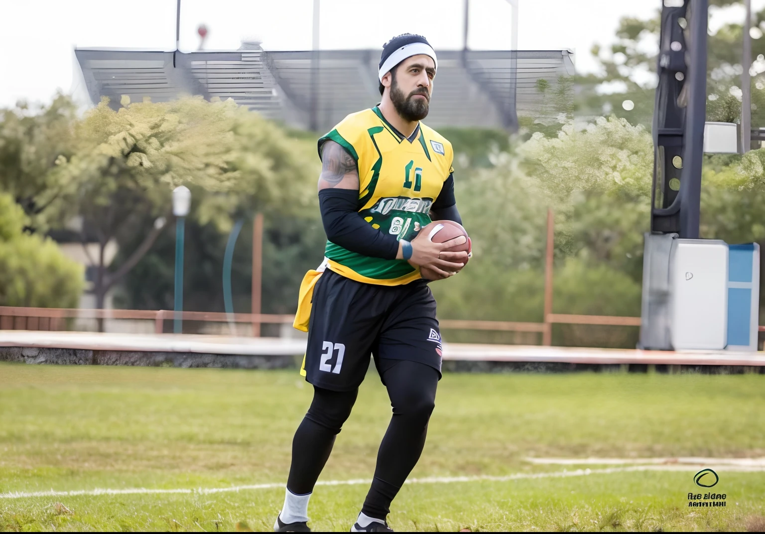 There's a man holding a soccer ball on a field with a ball, Malika Favre, jogador de futebol, adam varga, Carmelo Blandino, Marcos Ariano, Alex Miranda, Bam Margera, Joel Torres, david rios ferreira, futebol, roge antonio, Rodney Mateus, Saadane AFIF, em campo, Aaron Rodgers, joe alves