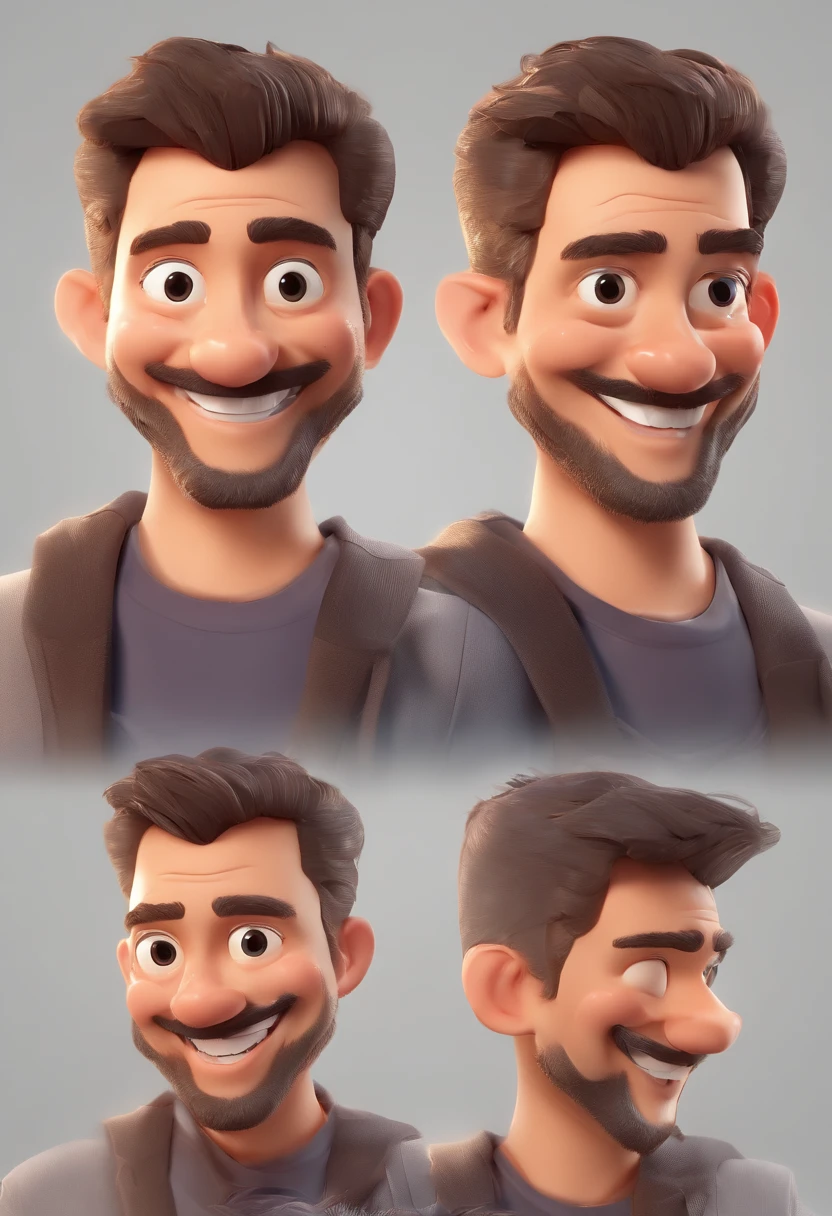 Smiling Man Illustration, sorriso insano, Homem de pele marrom com um sorriso gigante, happily smiling at the camera, sorriso atrevido, he's smiling, sorriso muito grande, Macho sorridente, foto de perfil headshot, rindo sorriso enorme, desenhando no estilo de Arte 3D, c4d, fundo de cor branco puro, estilo disney, estilo pixar render ilustracao Super Detalhe, 8k