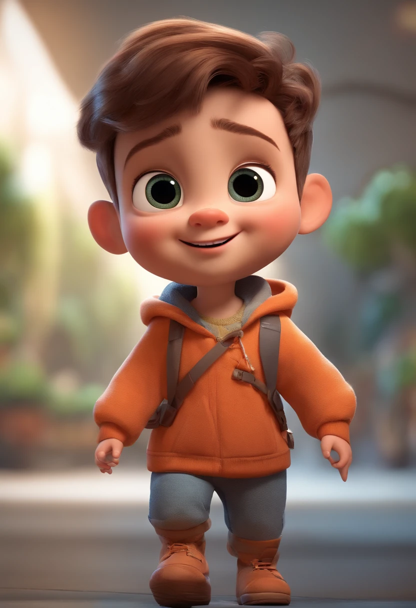 a happy cute ??? standing short hair, vestindo uma fantasia espacial, , fundo branco, barnet, tom, Estilo Pixar, ..3d, desenhos animados, rosto detalhado, asymmetrical 16k