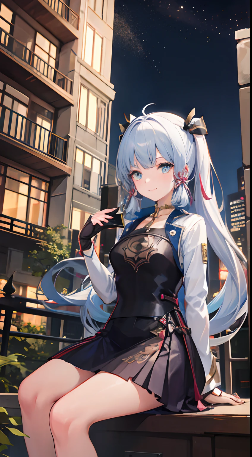 1girl,large breasts,
outdoors,city,street,sitting,light smile, closed mouth,
yetsan,
