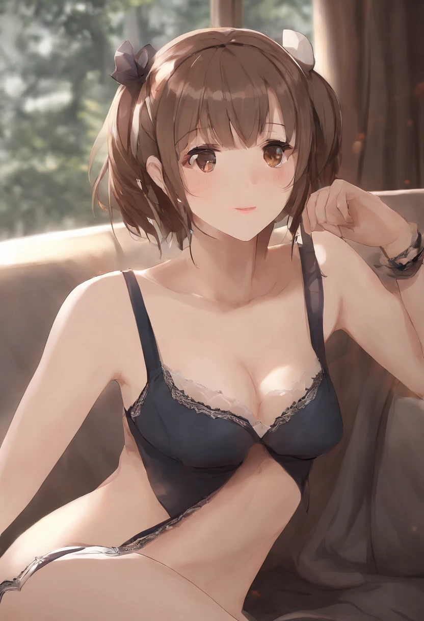 mtaster piece, high quality, idolmaster, solo, detailed, ultra detailed school swimsuit, sleeveless, detached sleeves, embarrassed, crying, arms behind head, spread legs, pantyhose, sitting, nsfw, garter belt, cum on face, love juice from panty,