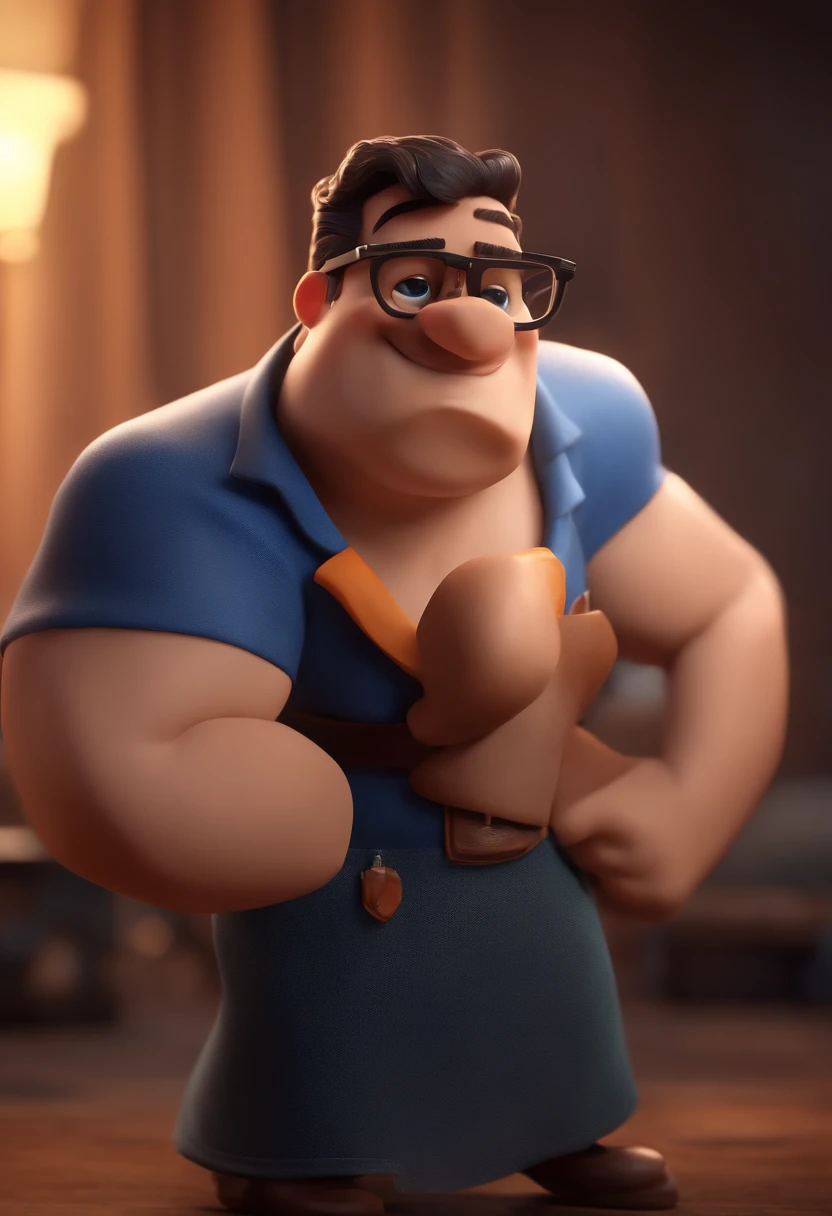 Cartoon character of a man with black glasses and a blue shirt, animation character, Caractere estilizado, animation style rendering, 3D estilizado, Arnold Maya render, 3 d render stylized, toon render keyshot, Personagem 3D, Personagem 3D, 3d rendering stylized, 3 d character render, personagem de desenho animado, Personagem de close up, Pose de personagem, (Estilo Pixar) (master part:1.2) (Bokeh) (best quality) (pele detalhada) (textura detalhada) (8k) (argila) (Cinematic lighting) (foco nítido