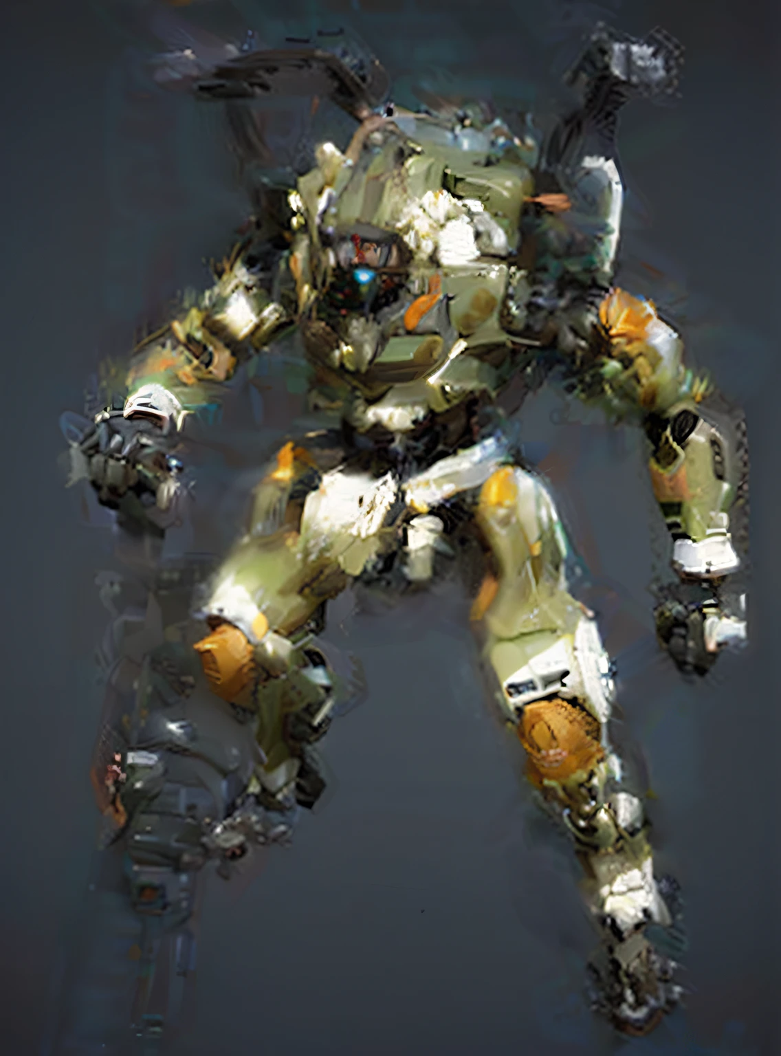 a close up of a robot with a gun in its hand, combat mech clothes, titanfall 2 game, full body mech, mecha suit, painterly humanoid mecha, mech suit, in style of apex legends, titanfall 2, humanoid mech, # mecha, mecha human, mech robot futuristic, wolf armor mech, mecha warrior