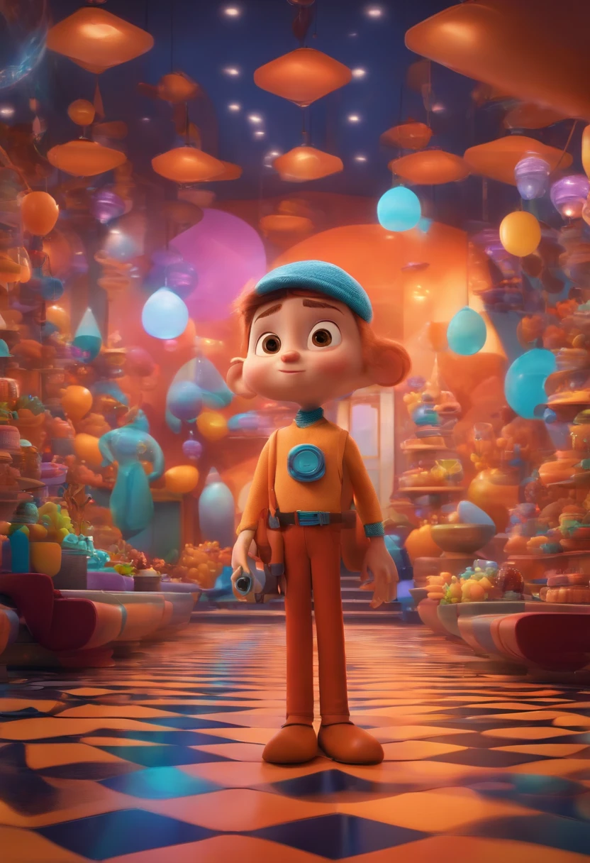 Um arquiteto de sonhos futurista, mas realista, inspired by Pixar animation, de perto. The character takes center stage with captivating facial expressions, oferecendo um toque de irrealidade.