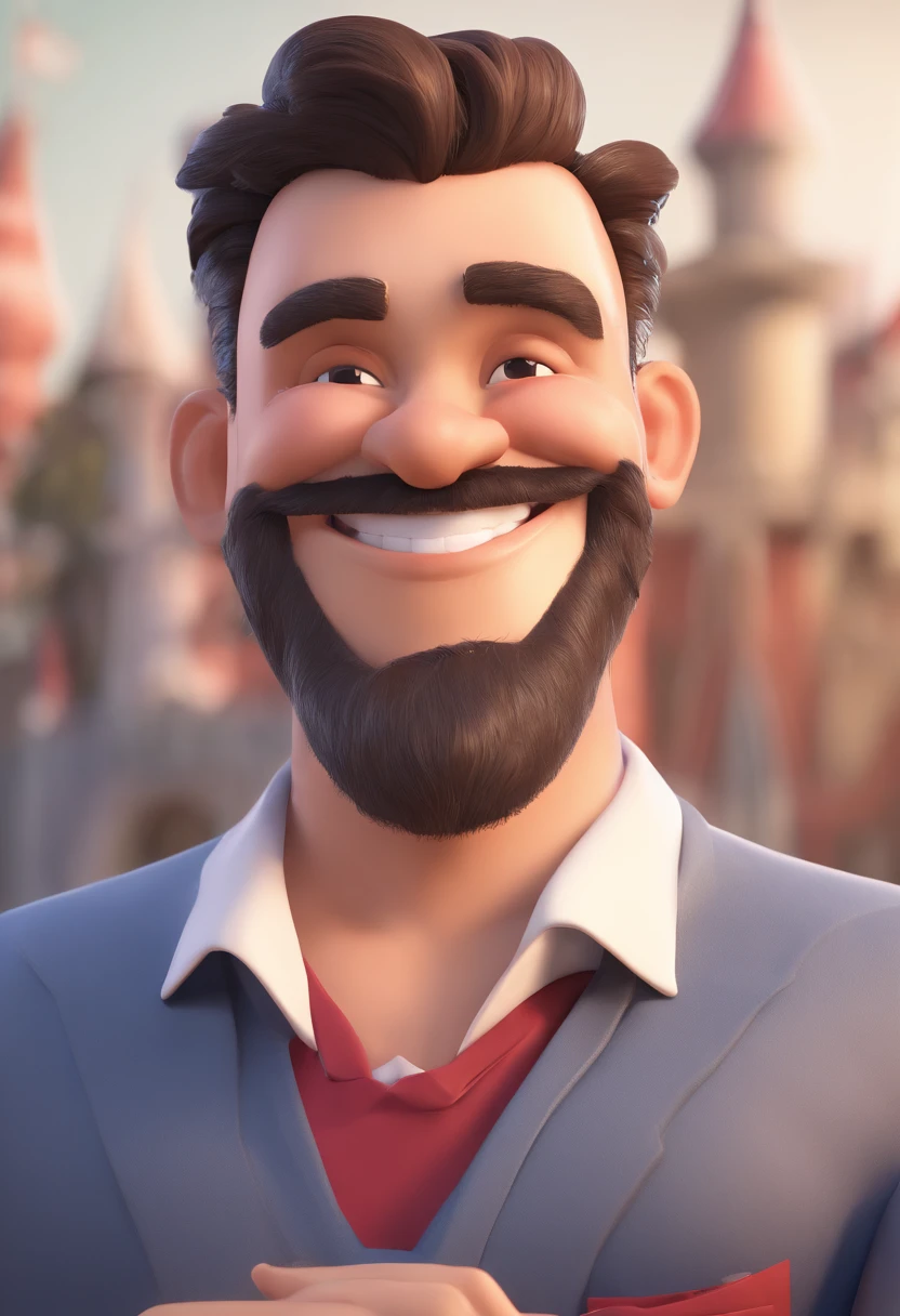 Smiling Man Illustration, sorriso insano, Homem de pele marrom com um sorriso gigante, happily smiling at the camera, sorriso atrevido, he's smiling, sorriso muito grande, Macho sorridente, foto de perfil headshot, rindo sorriso enorme, desenhando no estilo de Arte 3D, c4d, fundo de cor branco puro, estilo disney, estilo pixar render ilustracao Super Detalhe, 8k