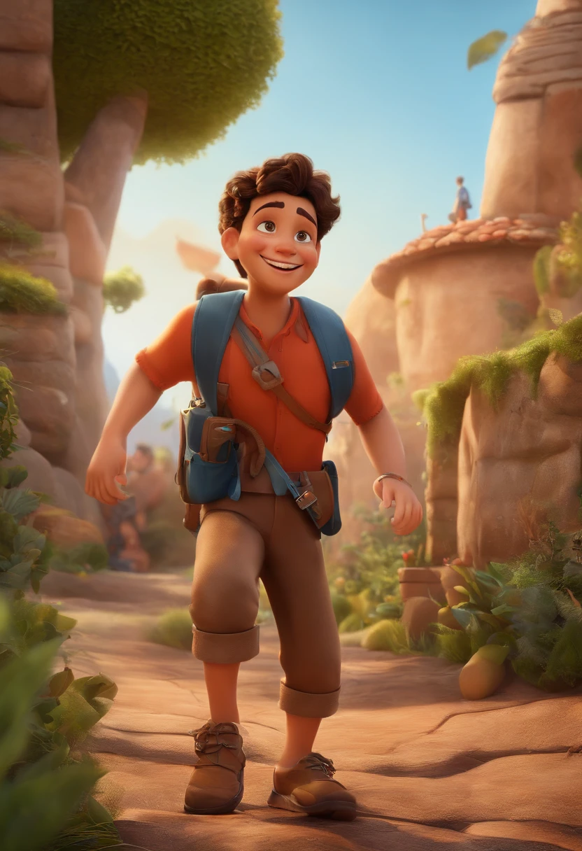 (best quality,4k,8k,Altas,master part:1.2),ultra-detalhado,(Realistic,fotorrealista,photo-realistic:1.37),a boy for a Pixar-style story in a YouTube video, O Pequeno Alabester, He's the class leader, He's outgoing, frisky, e defende muitas coisas,illustration,Estilo Pixar,encantador,可爱,olhos brilhantes,Sardas,cabelos desgrenhados,sobrancelhas expressivas,sorriso brilhante,olhar curioso,Energetic,fundo de suspense,sharpened details,cores vibrantes,warm lighting,Playful shenanigans,pose animada,ambiente animado,fantasy scenery,Enredo envolvente,visual cartunesco,funny facial expressions,Adventurous Spirit,magical ambiance,Mundo colorido,paisagens imaginativas