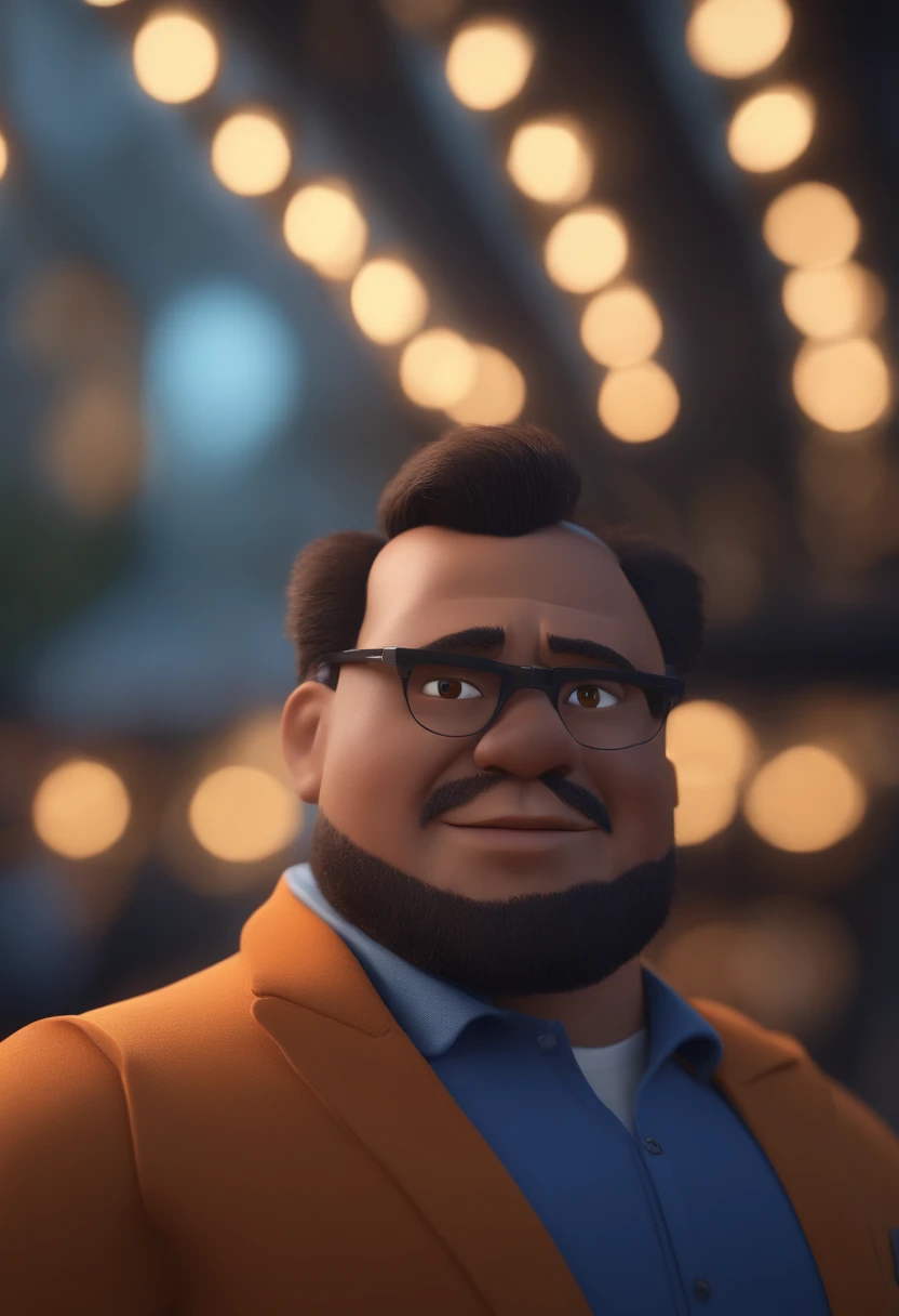 Cartoon character of a man with black glasses and a blue shirt, animation character, Caractere estilizado, animation style rendering, 3D estilizado, Arnold Maya render, 3 d render stylized, toon render keyshot, Personagem 3D, Personagem 3D, 3d rendering stylized, 3 d character render, personagem de desenho animado, Personagem de close up, Pose de personagem,  (Estilo Pixar) (master part:1.2) (Bokeh) (best quality) (pele detalhada) (textura detalhada) (8k) (argila) (Cinematic lighting) (foco nítido