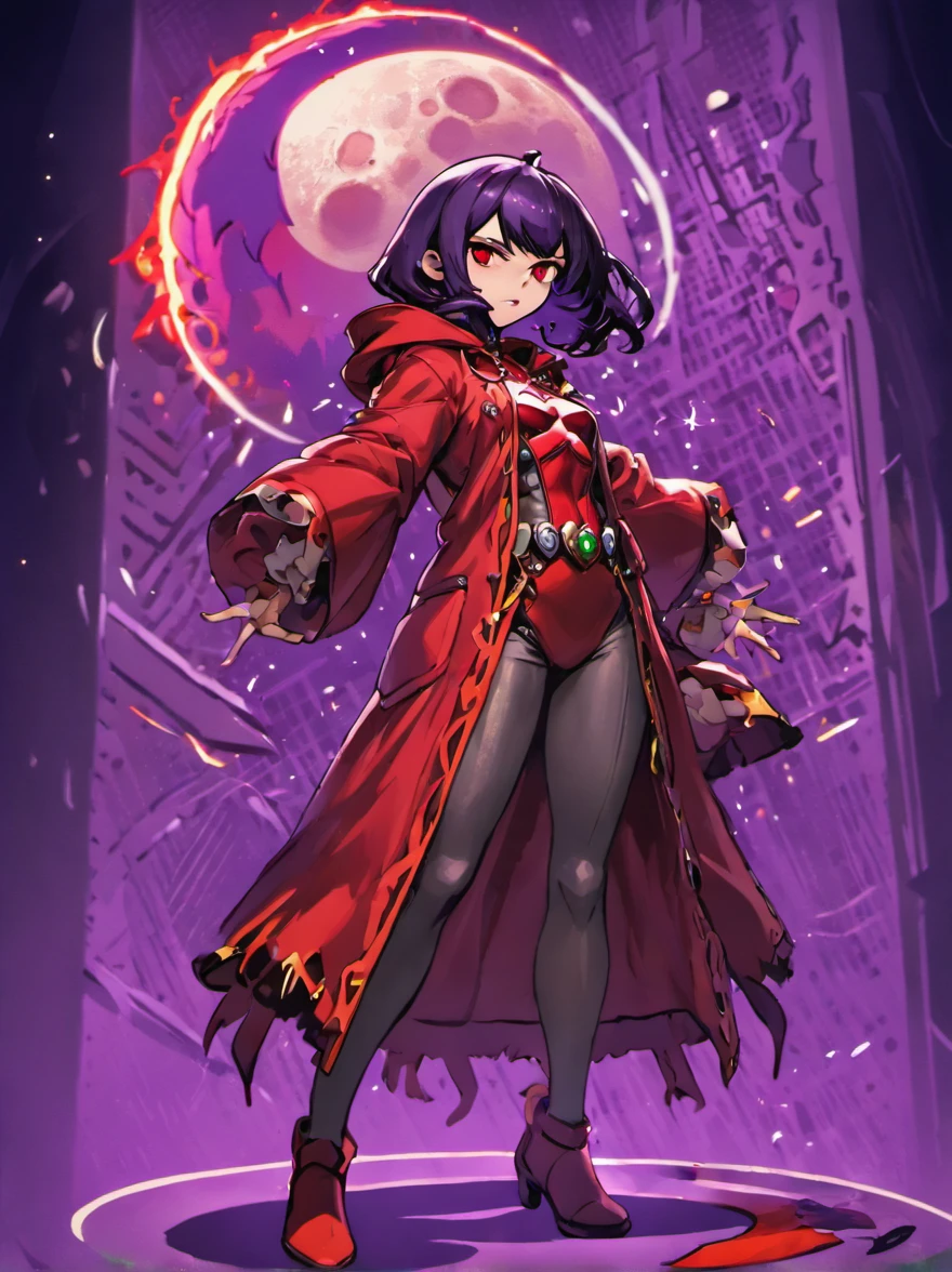 masutepiece, Best Quality, (the Extremely Detailed CG Unity 8K Wallpapers), (Best Quality), (Best Illustrations), (Best Shadows),
(((Particle effect))), Isometric 3D, Octane Rendering, Ray tracing, super detailed,
((((Princess of Moonberg)))), ((1little girl)), 13years, ((drooing eyes)),(((deep purple hair))), ((Blunt bangs)), (Fluffy long hair), (Deep red eyes), Pearl earrings,
((((red hood)))), (Lotto emblem on the hood), (((Red Stall))), ((White robe with red edging)),
Holding a magic wand in his left hand,
Full body, View from below, Looking back,