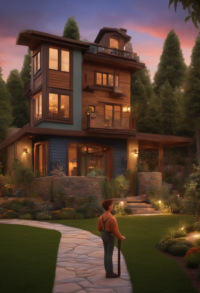 A Realtor Looking at Some House Designs Inspired by Pixar Animation, de perto. The character takes center stage with captivating facial expressions, oferecendo um toque de irrealidade