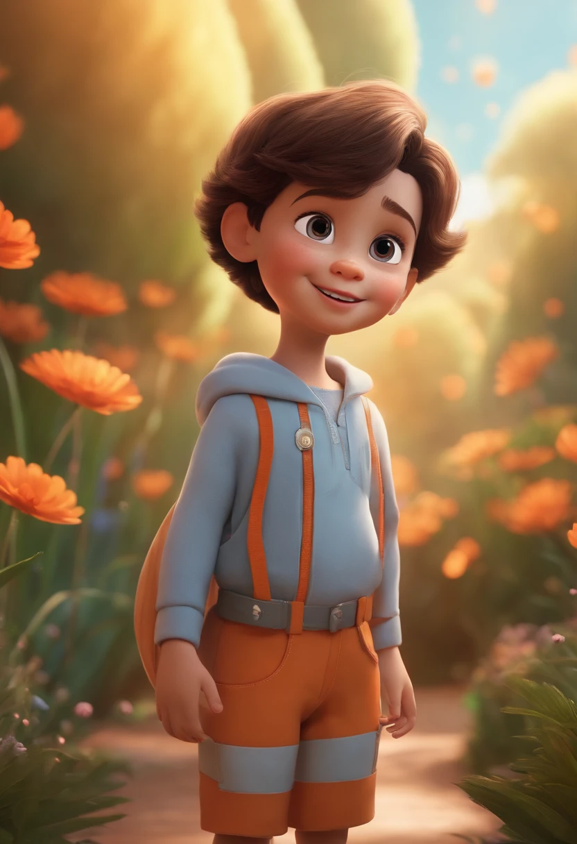 a happy cute standing short hair, vestindo uma fantasia espacial, , fundo branco, barnet, toon, estilo pixar, 3d, desenhos animados, rosto detalhado, asymmetrical 16k
