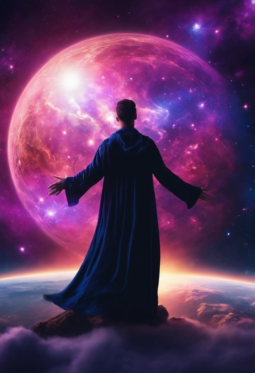 Wiccan wielding cosmic powers in the vastness of space, 8k ultra | |