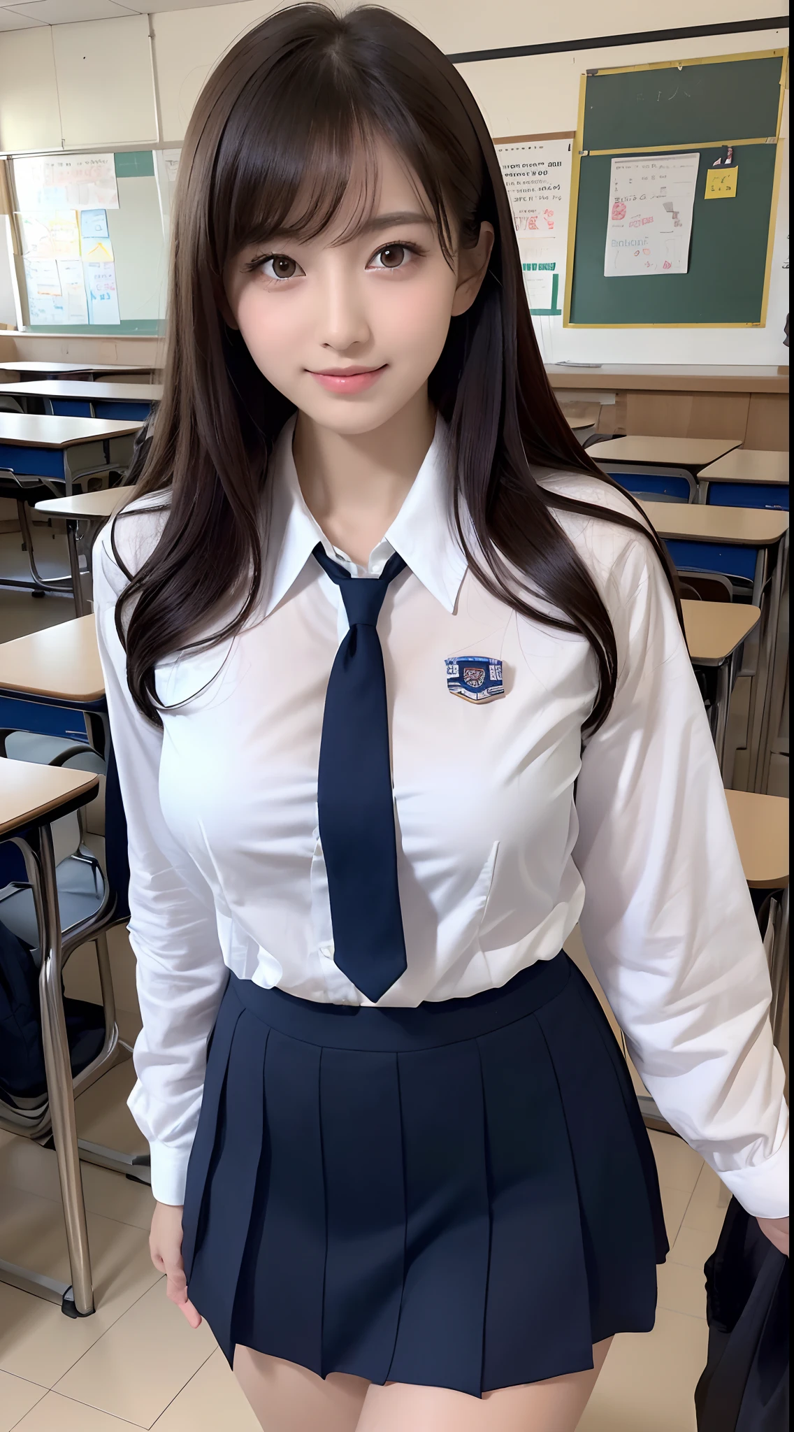 1 Girl, school girl, high school uniform, divine beauty, goddess beauty, extremely detailed CG unity 8k wallpaper, best quality, ultra-detailed, masterpiece, realistic, photo realistic, extremely detailed 1 cute girl, 20years old, (((skirt lift by myself))), (lifted by self),  panties , panties focus, blush, parted lips, looking at viewer, (crowd of other students), (inside the school) , messy long hair ,