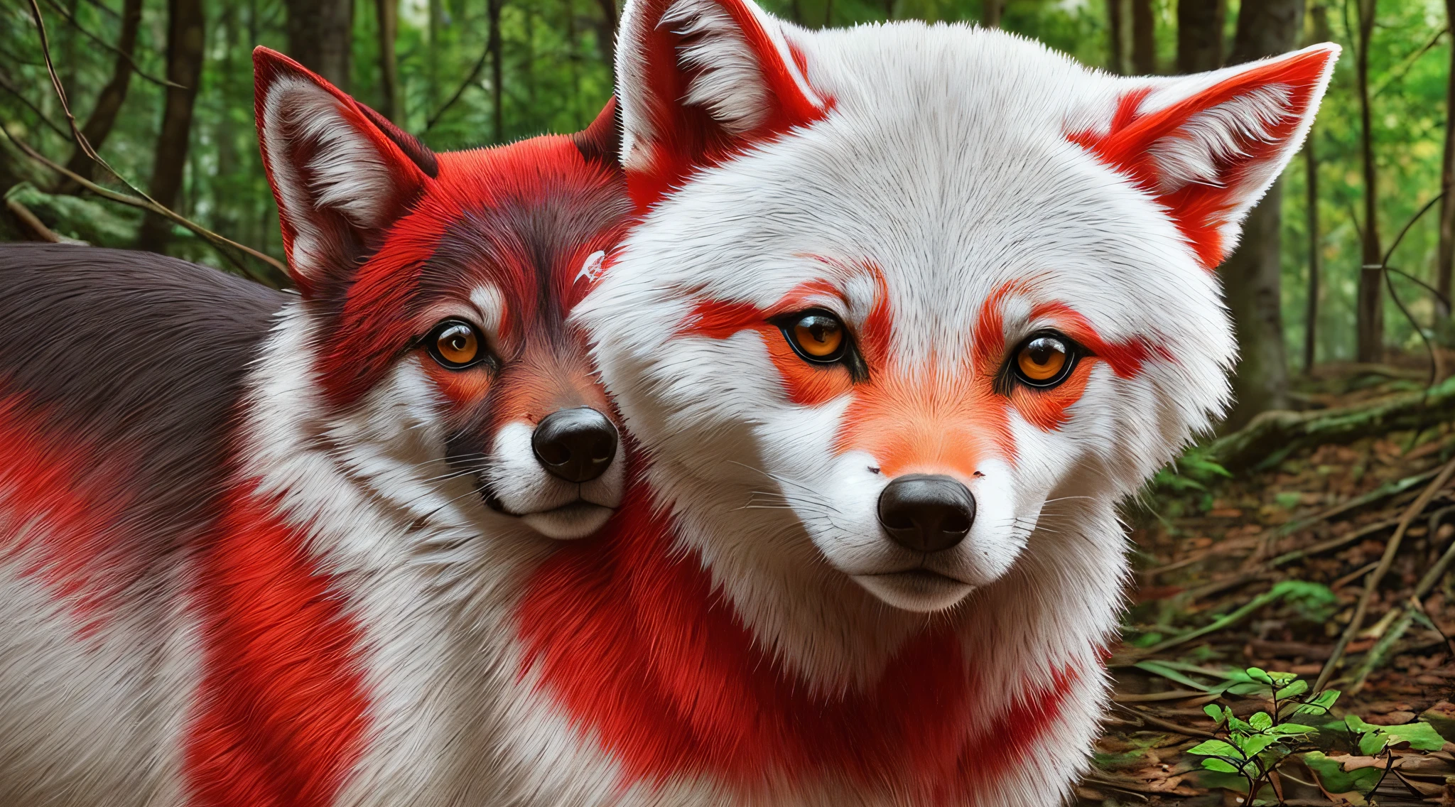 A Garota da Capa Vermelha close up, com o Lobo na Floresta Escura, pintura digital detalhada, uma pintura fotorrealista, fotografia de arte