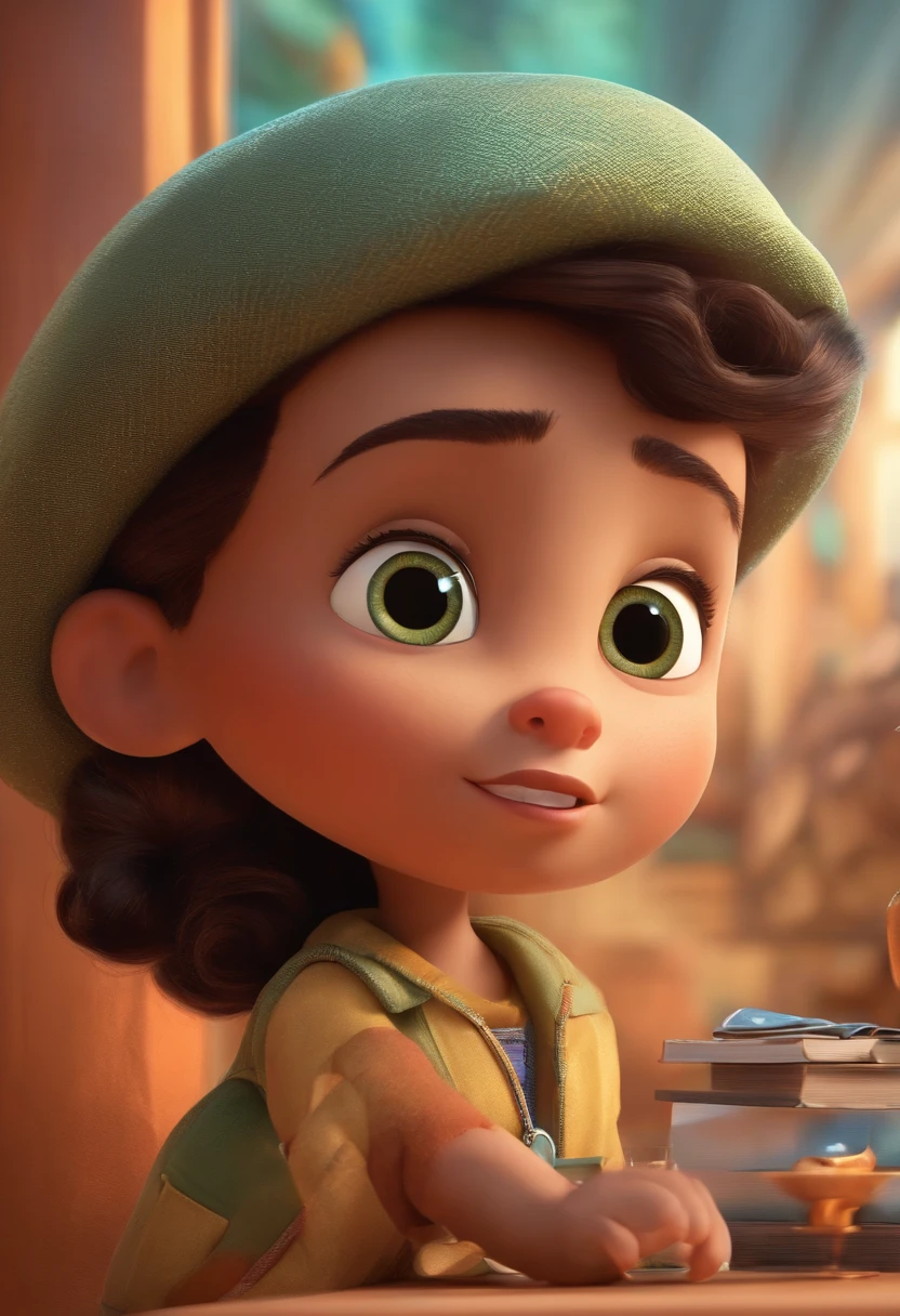 Um arquiteto de sonhos futurista, mas realista, inspired by Pixar animation, de perto. The character takes center stage with captivating facial expressions, oferecendo um toque de irrealidade.