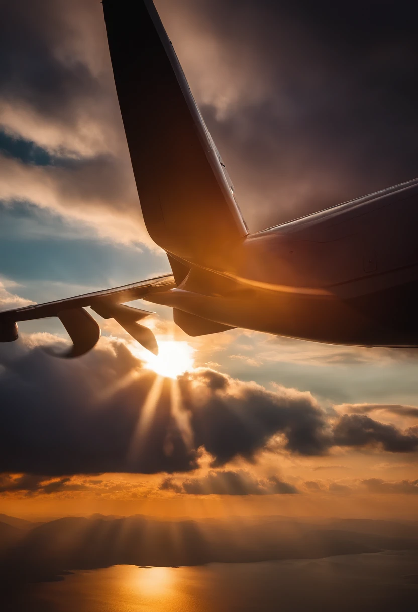 Close-up of cloudy sunset and airplane flying in the sky, Amazing skies, Amazing skies, Stunning sunset, brilliant sunset, A very colorful heaven, Amazing reflections of the sky, Colorful clouds, colorful sunset, Sunset clouds, Cloudy sunset, Glowing clouds, fire in the sky, Fire reflection, Spectacular sunset, Beautiful sunset, Colorful sky, Fire from the sky