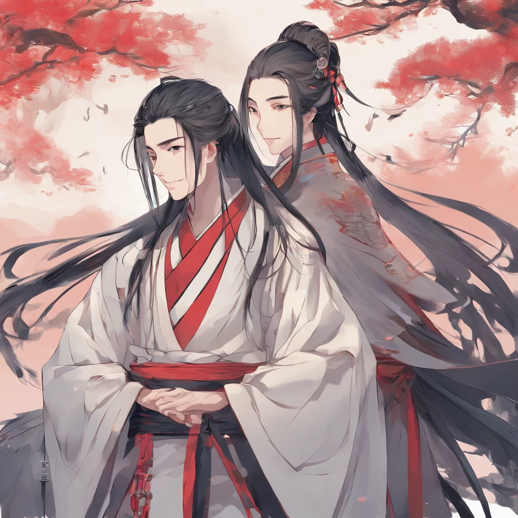 (Masterpiece),(Best quality:1.0), (超高分辨率:1.0), Detailed illustration, 8K, anime, 1. Ancient Chinese men,hair messy,The face is white,Wearing a nine-splendid embroidered drape,Holding a Fuxi qin,Sallow complexion,Eyebrows are clear,Tall,Muscle lines are pronounced,Standing on a high mountain