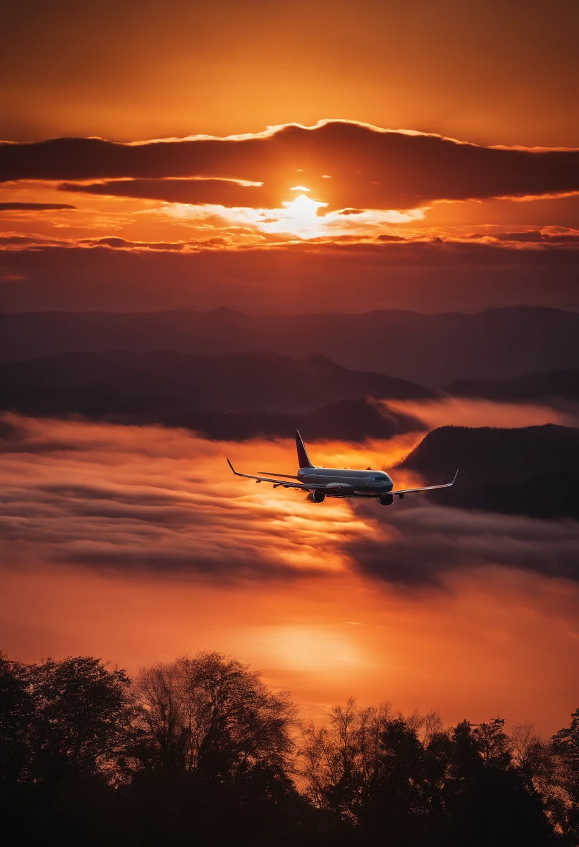 Close-up of cloudy sunset and airplane flying in the sky, Amazing skies, Amazing skies, Stunning sunset, brilliant sunset, A very colorful heaven, Amazing reflections of the sky, Colorful clouds, colorful sunset, Sunset clouds, Cloudy sunset, Glowing clouds, fire in the sky, Fire reflection, Spectacular sunset, Beautiful sunset, Colorful sky, Fire from the sky