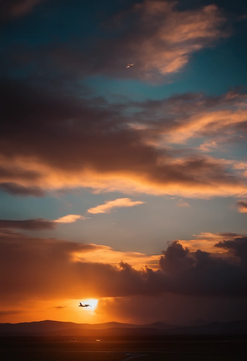 Close-up of cloudy sunset and airplane flying in the sky, Amazing skies, Amazing skies, Stunning sunset, brilliant sunset, A very colorful heaven, Amazing reflections of the sky, Colorful clouds, colorful sunset, Sunset clouds, Cloudy sunset, Glowing clouds, fire in the sky, Fire reflection, Spectacular sunset, Beautiful sunset, Colorful sky, Fire from the sky