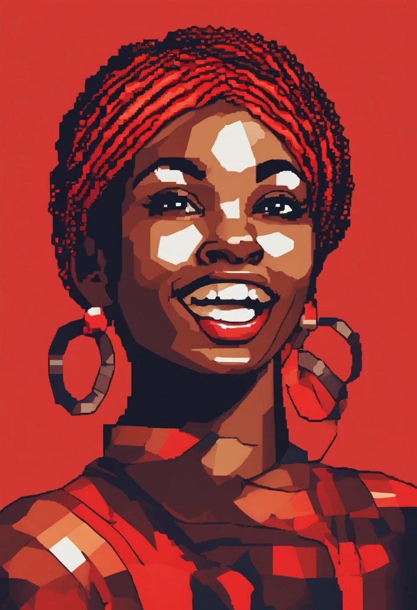 Playful playful jolly smiling red braid black woman low