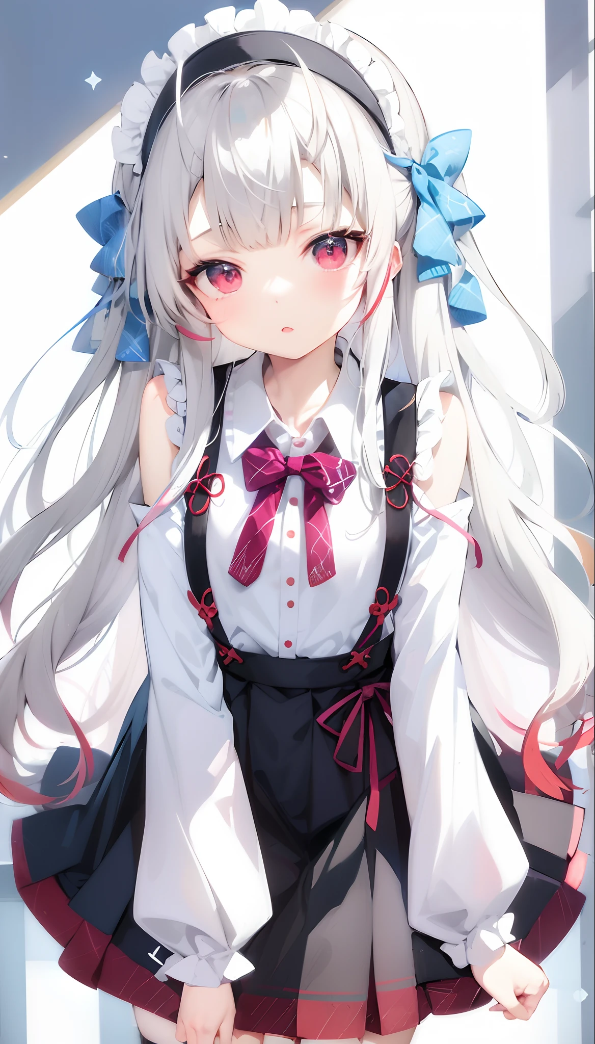 anime girl with long white hair and blue eyes in a school uniform, anime visual of a cute girl, kantai collection style, nyaruko-san, anime moe artstyle, best anime 4k konachan wallpaper, official artwork, white haired deity, young anime girl, splash art anime , small curvy lolili in s, white haired
