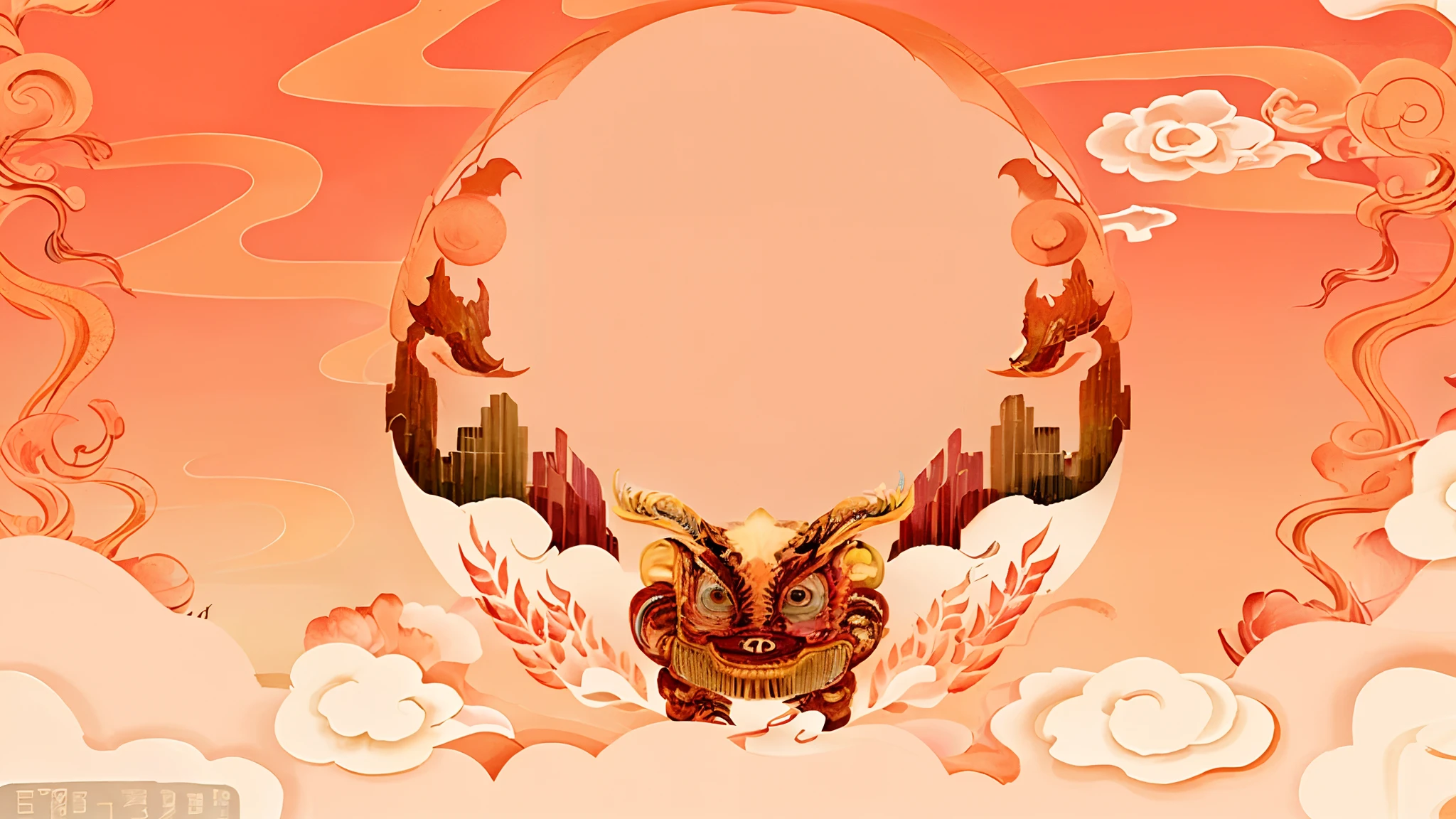 Picture of a bird picture on a red background, ancient china art style, random background scene, 中 国 鬼 节, yellow dragon head festival, Official artwork, inspired by Park Hua, Chinese watercolor style, Middle metaverse, background is heavenly, A beautiful artwork illustration, arte de fundo, Chinese style painting
