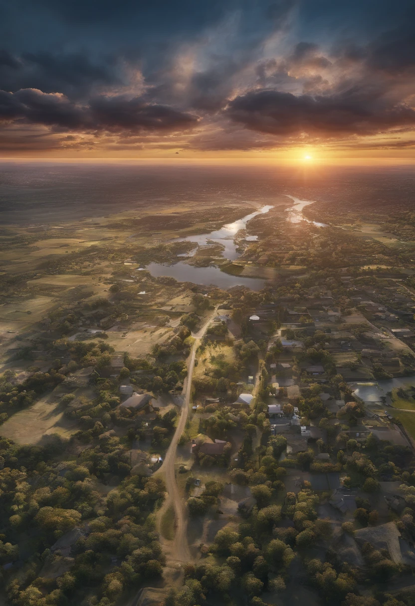 Sunset ,dron view from 1000 km above beutiful scenario,birds,
