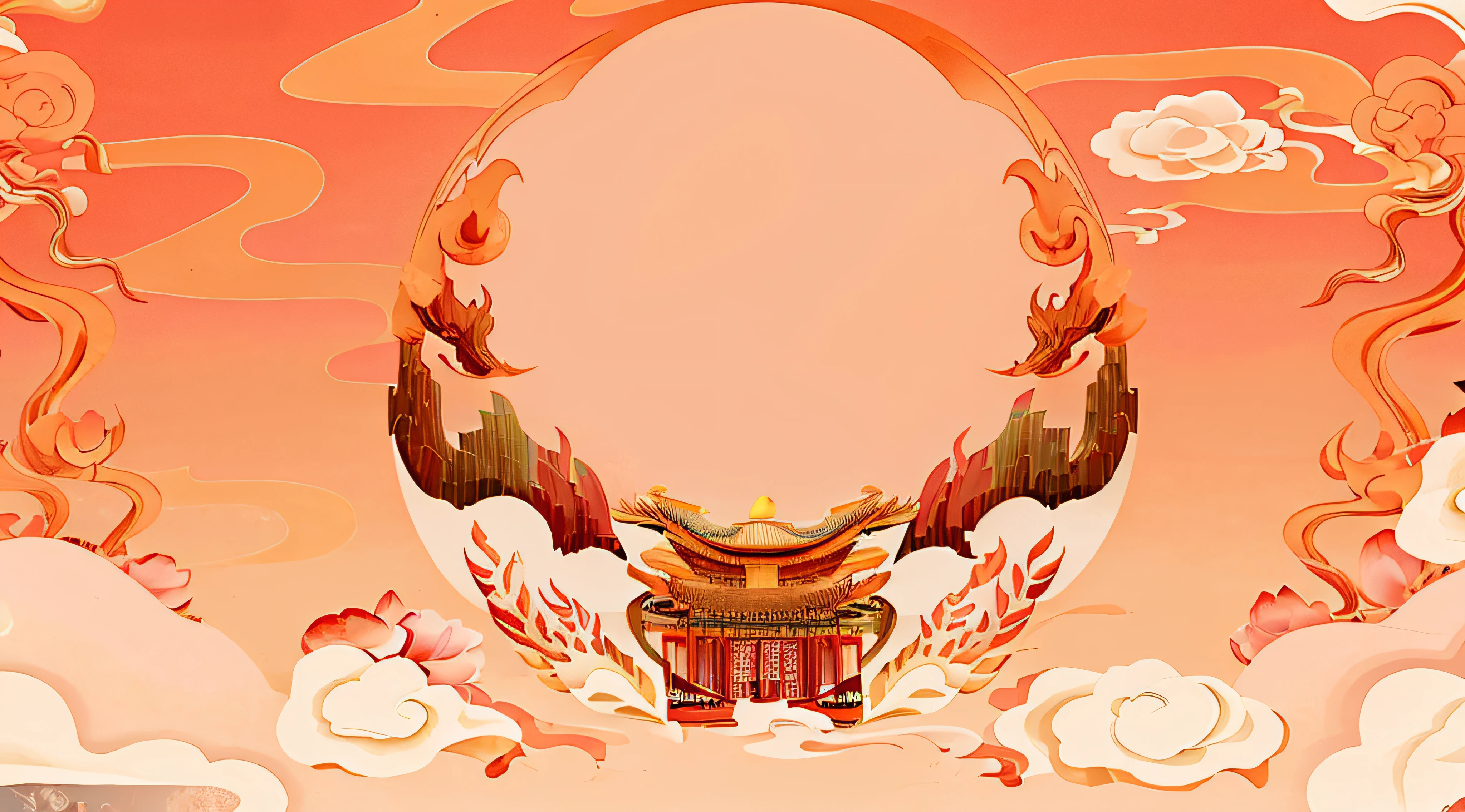 Chinese element UI,Auspicious clouds,Red tone,There are gold elements inside,Complex and beautiful,opulent,