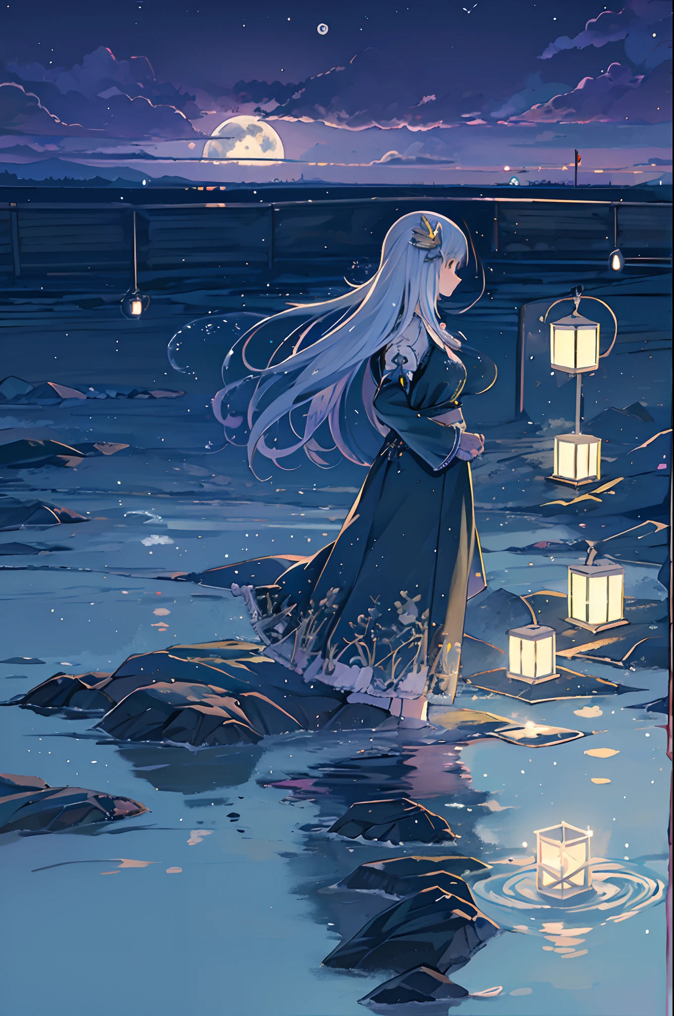 Girl on the water、Under the full moon、Night、Angel wings