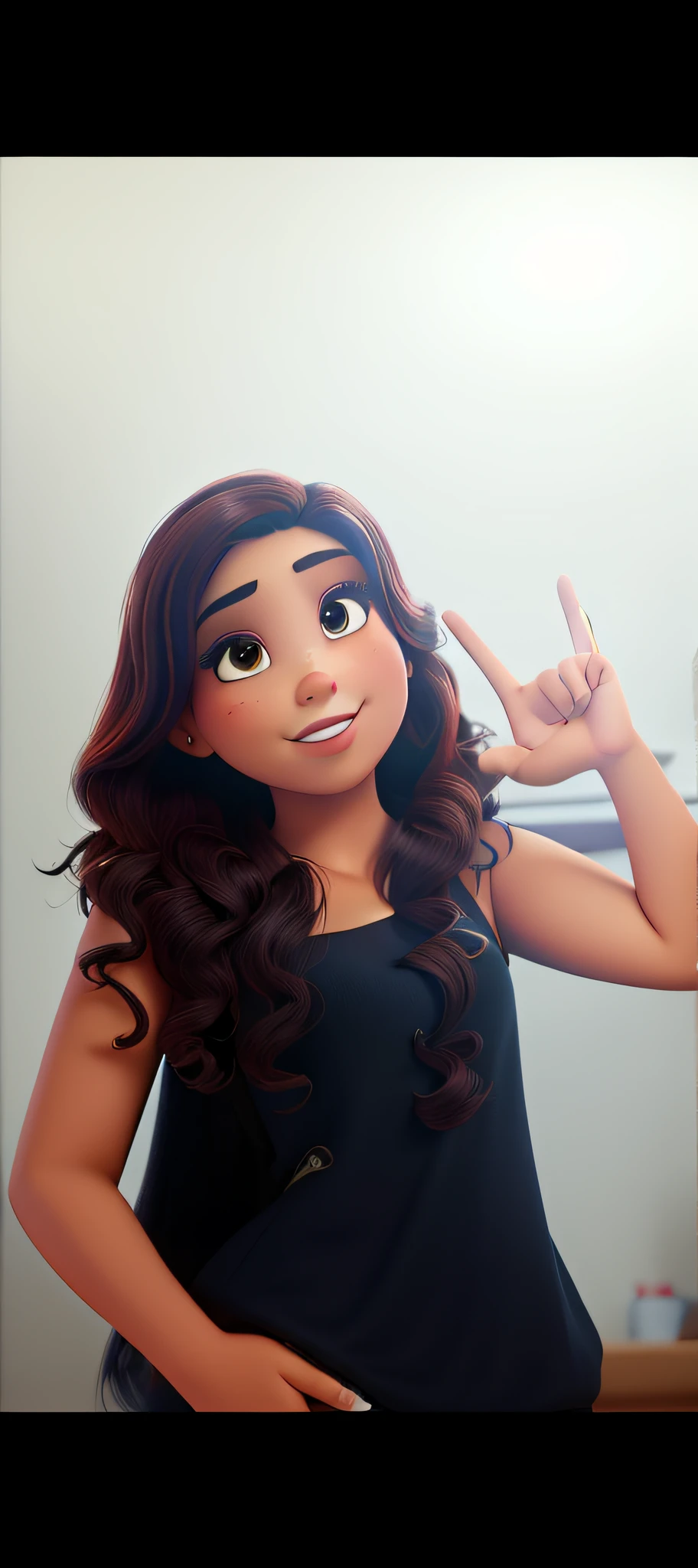 Mulher morena cabelos ondulados e cacheados, estilo disney pixar, alta qualidade, melhor qualidade