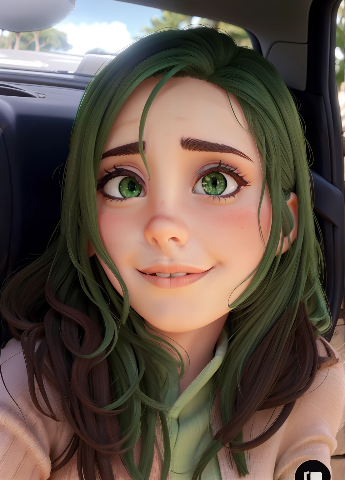 Loira olhos verdes com natureza